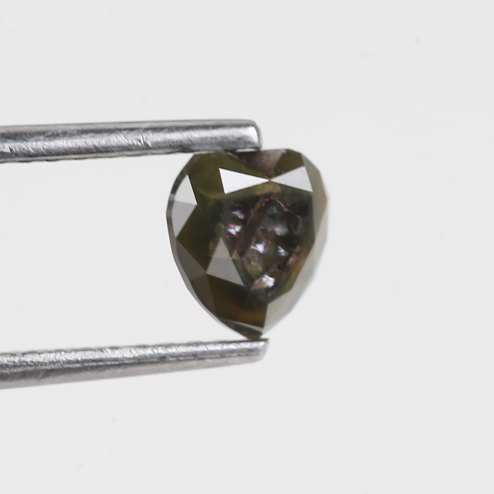 0.72 Carat Heart Cut Brown Olive Salt And Pepper Natural Diamond 5.55 MM