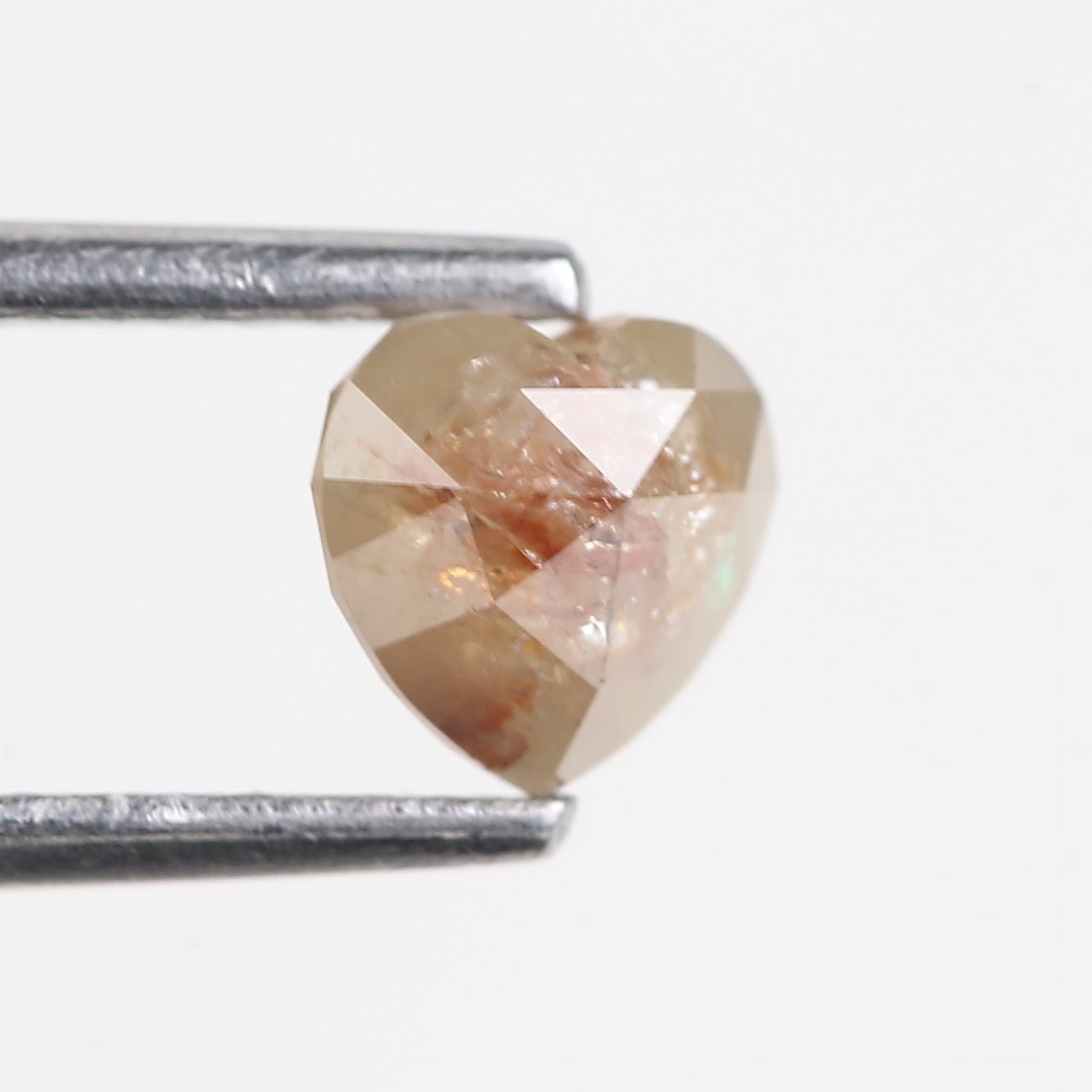 0.69 Carat Natural Peach Brown Heart Shape Salt And Pepper Diamond 5.05 MM