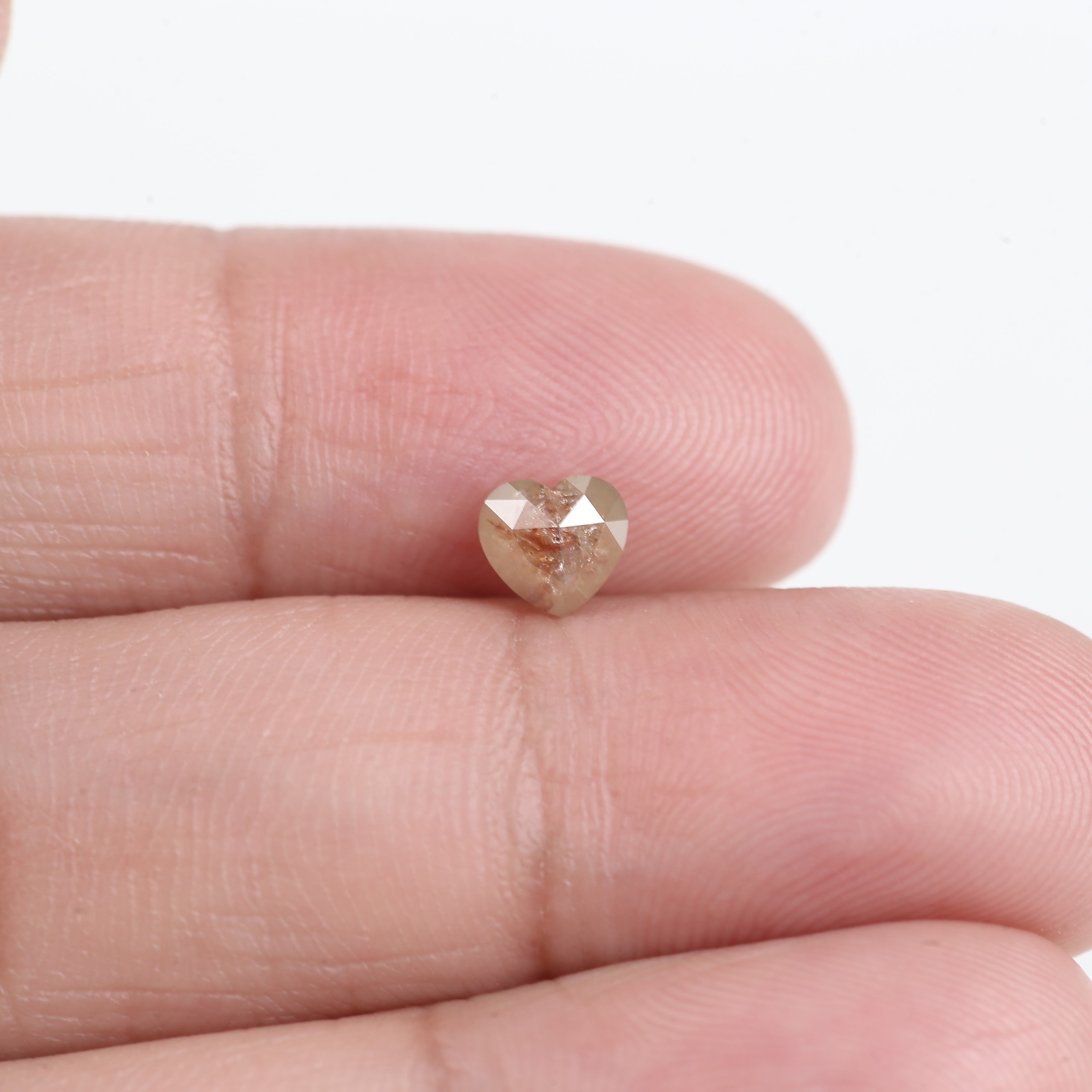 0.69 Carat Natural Peach Brown Heart Shape Salt And Pepper Diamond 5.05 MM
