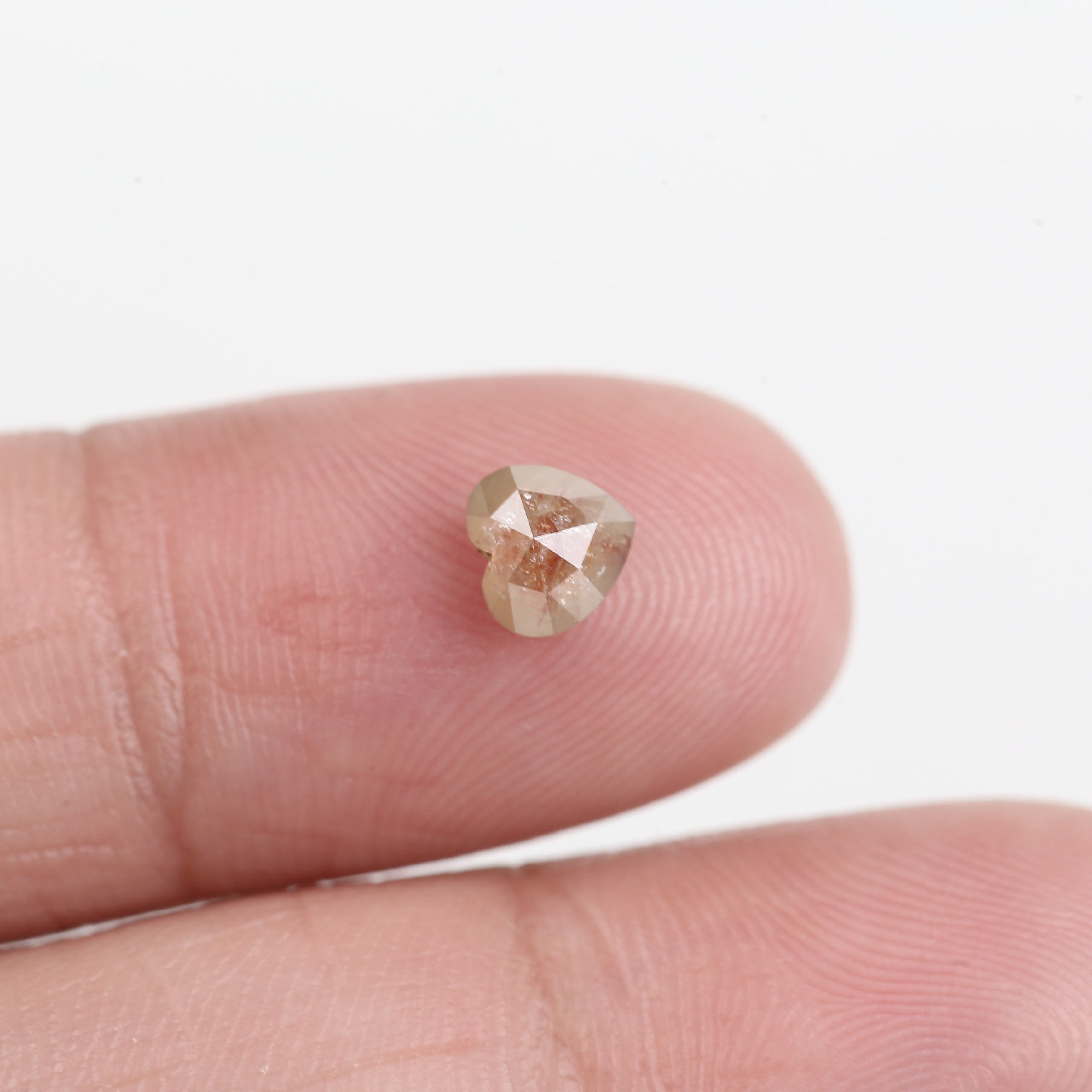 0.69 Carat Natural Peach Brown Heart Shape Salt And Pepper Diamond 5.05 MM