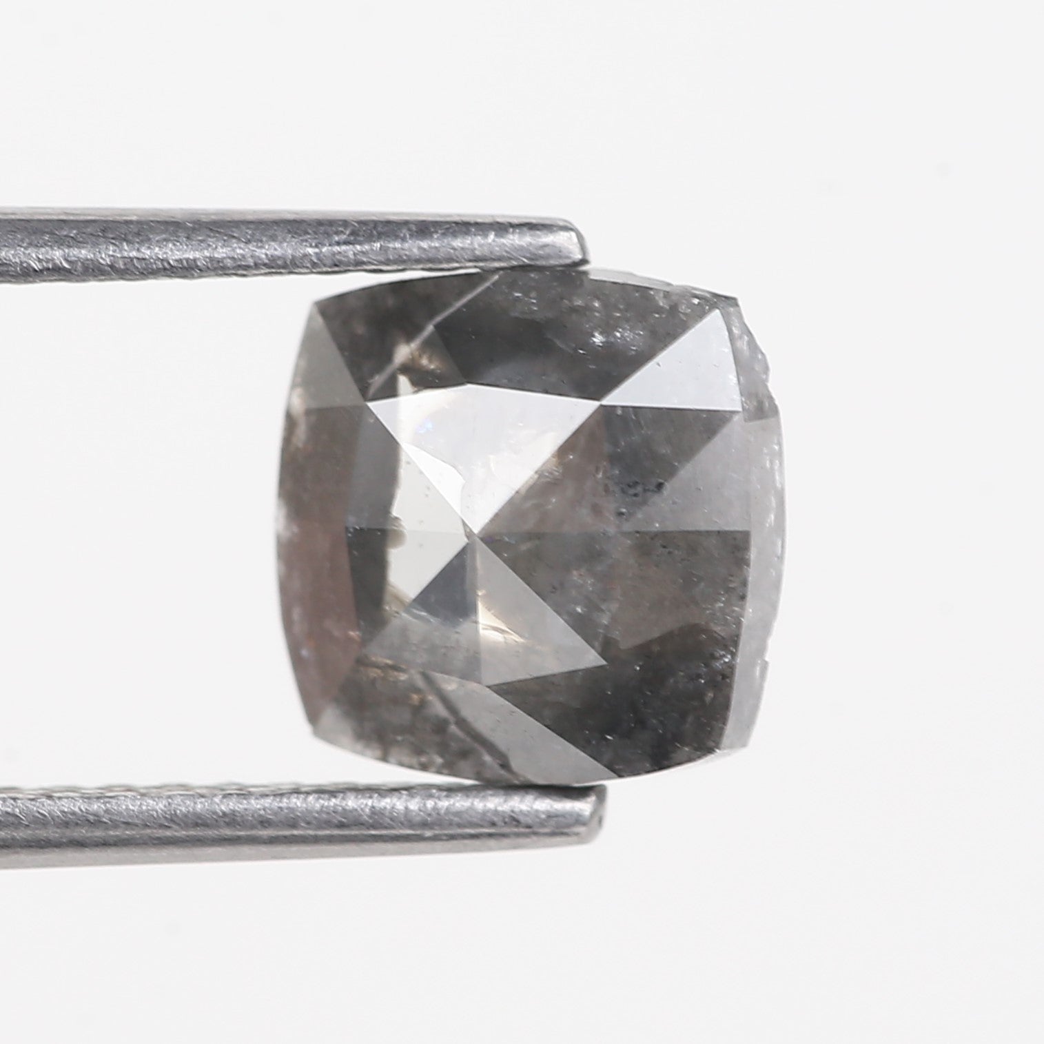 1.72 Carat Natural Grey Cushion Cut Salt and Pepper Diamond 7.43 MM