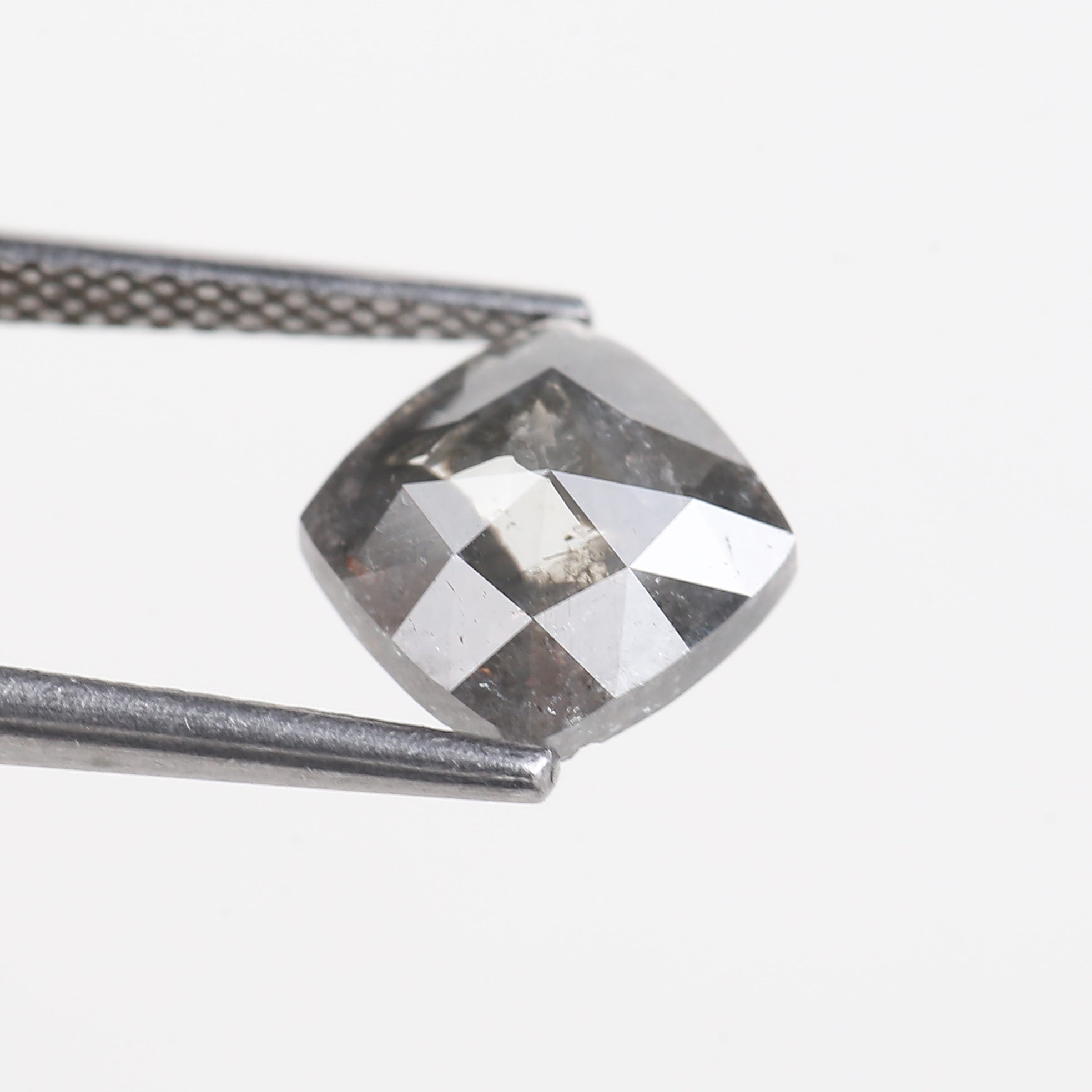 1.72 Carat Natural Grey Cushion Cut Salt and Pepper Diamond 7.43 MM