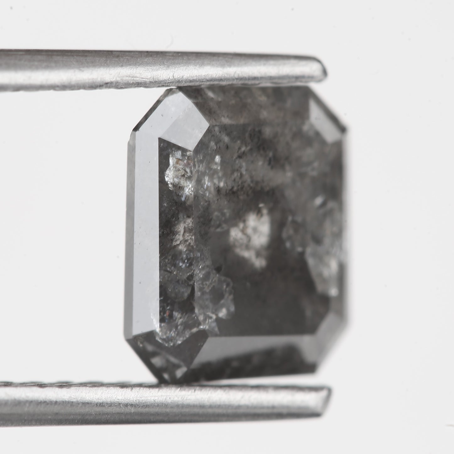 1.81 Carat 7.75 MM Natural Gray Emerald Cut Salt and Pepper Diamond - Blackdiamond