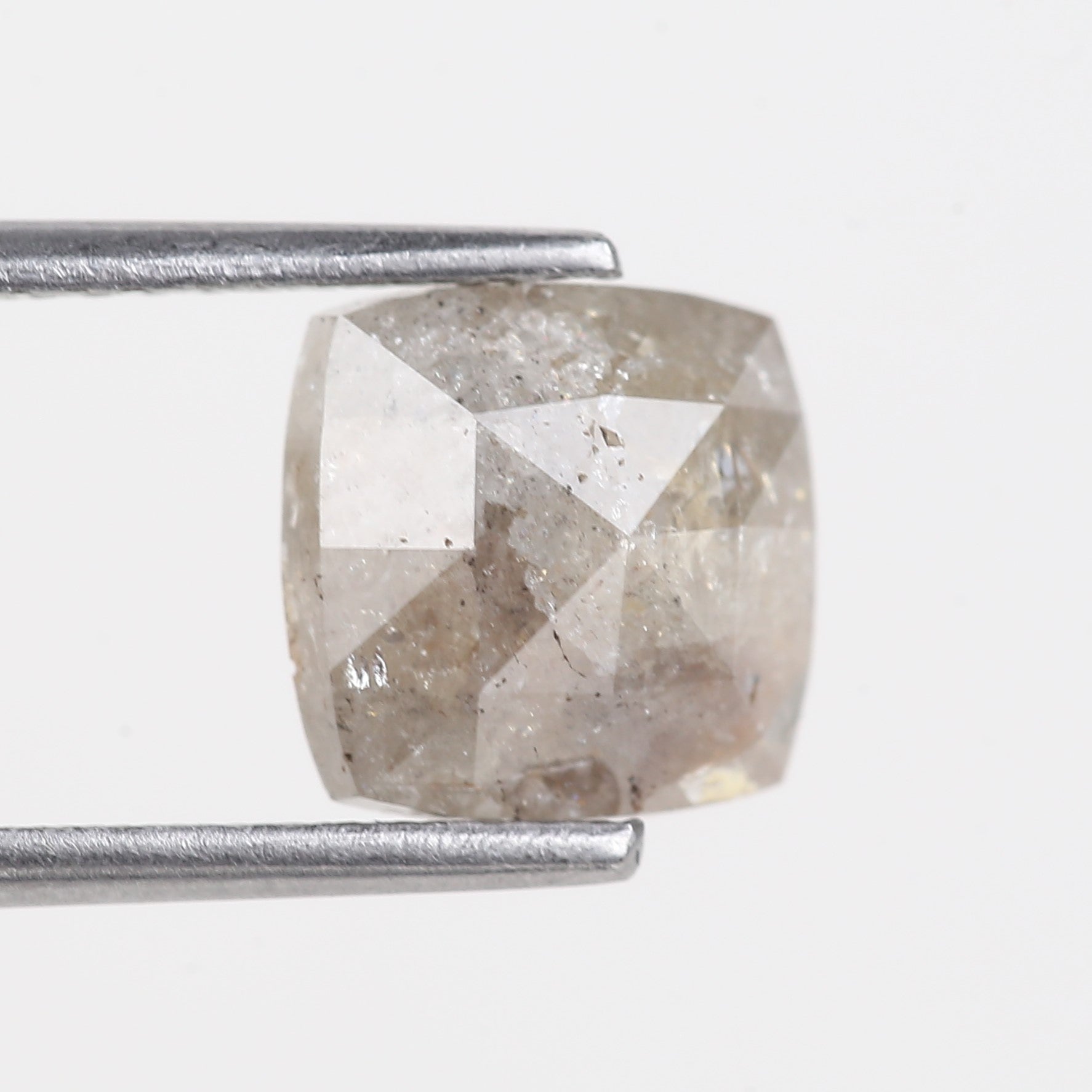 2.03 Carat Cushion Cut Natural Salt and Pepper Loose Diamond 7.73 MM