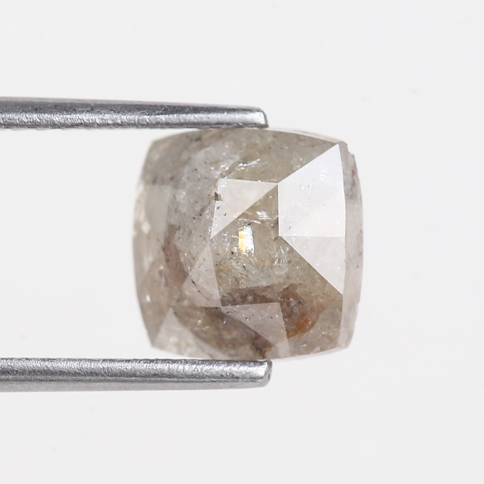 2.03 Carat Cushion Cut Natural Salt and Pepper Loose Diamond 7.73 MM