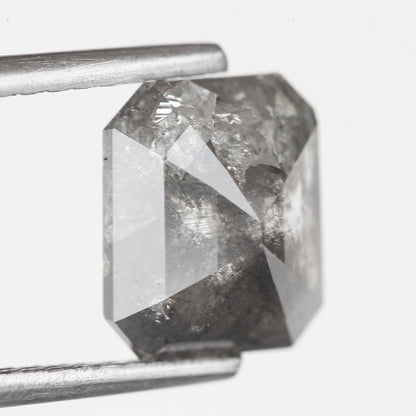 1.81 Carat 7.75 MM Natural Gray Emerald Cut Salt and Pepper Diamond - Blackdiamond