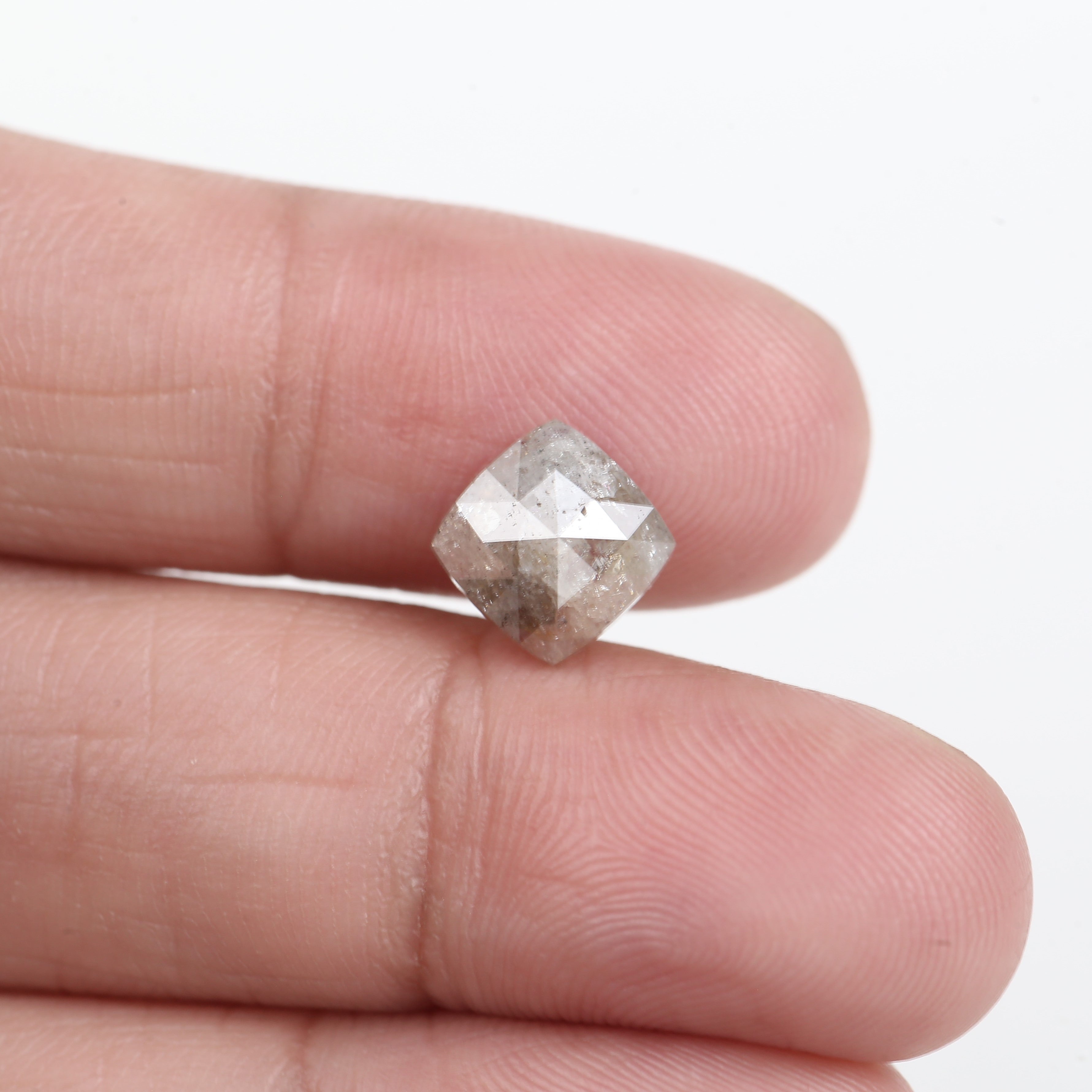 2.03 Carat Cushion Cut Natural Salt and Pepper Loose Diamond 7.73 MM