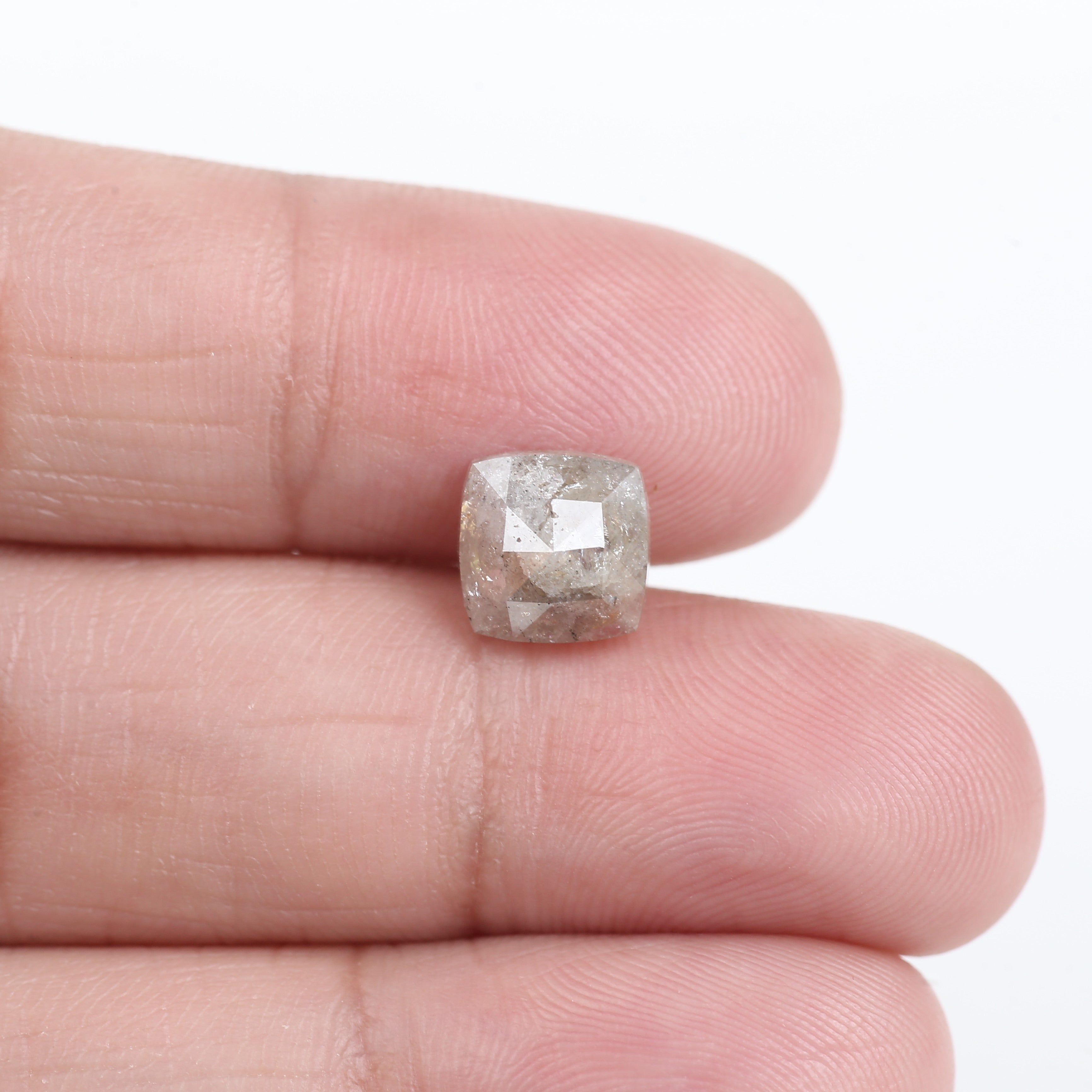 2.03 Carat Cushion Cut Natural Salt and Pepper Loose Diamond 7.73 MM