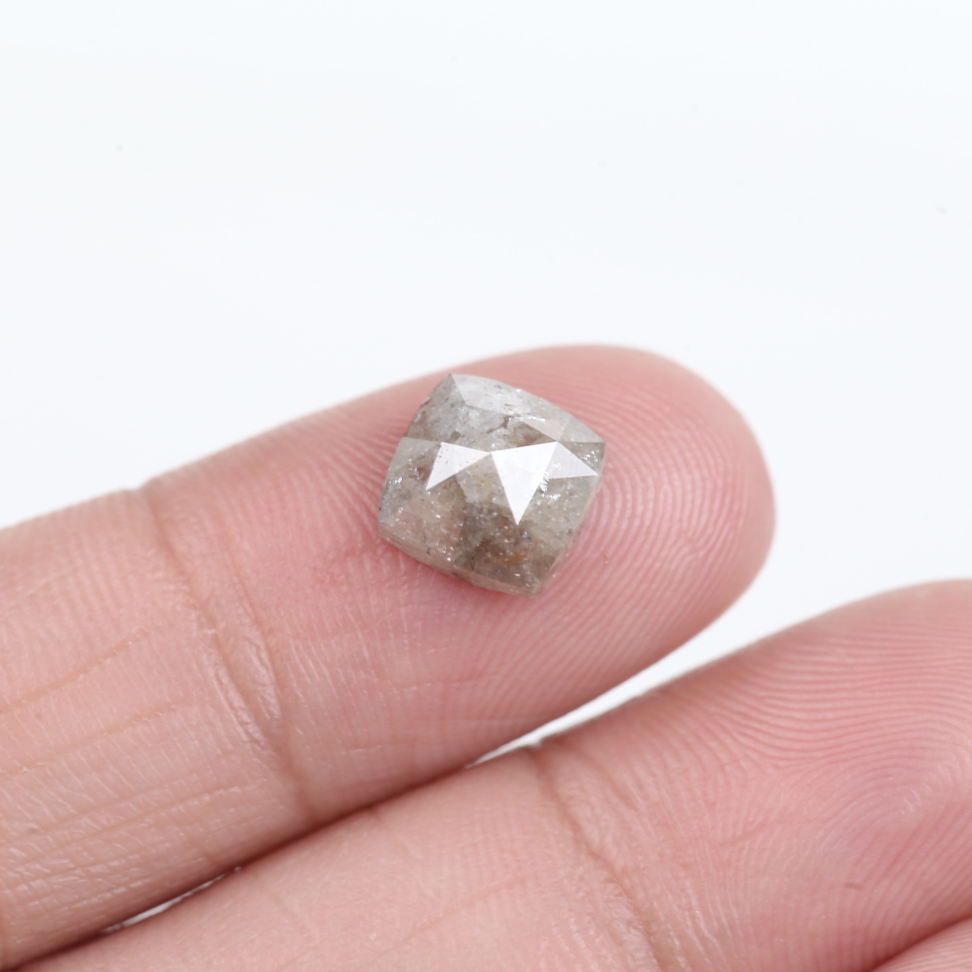 2.03 Carat Cushion Cut Natural Salt and Pepper Loose Diamond 7.73 MM