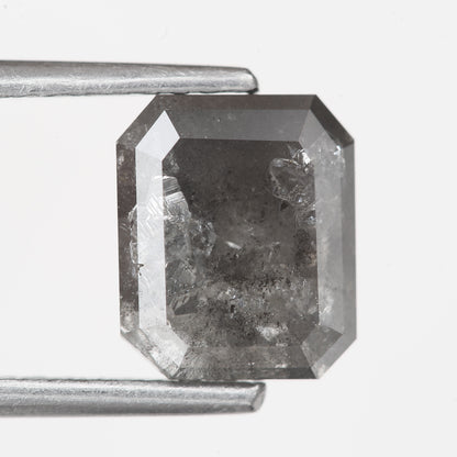 1.81 Carat 7.75 MM Natural Gray Emerald Cut Salt and Pepper Diamond - Blackdiamond