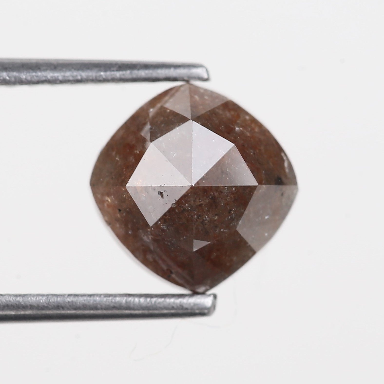 1.70 Carat Natural Brown Cushion Cut Salt and Pepper Diamond 7.05 MM
