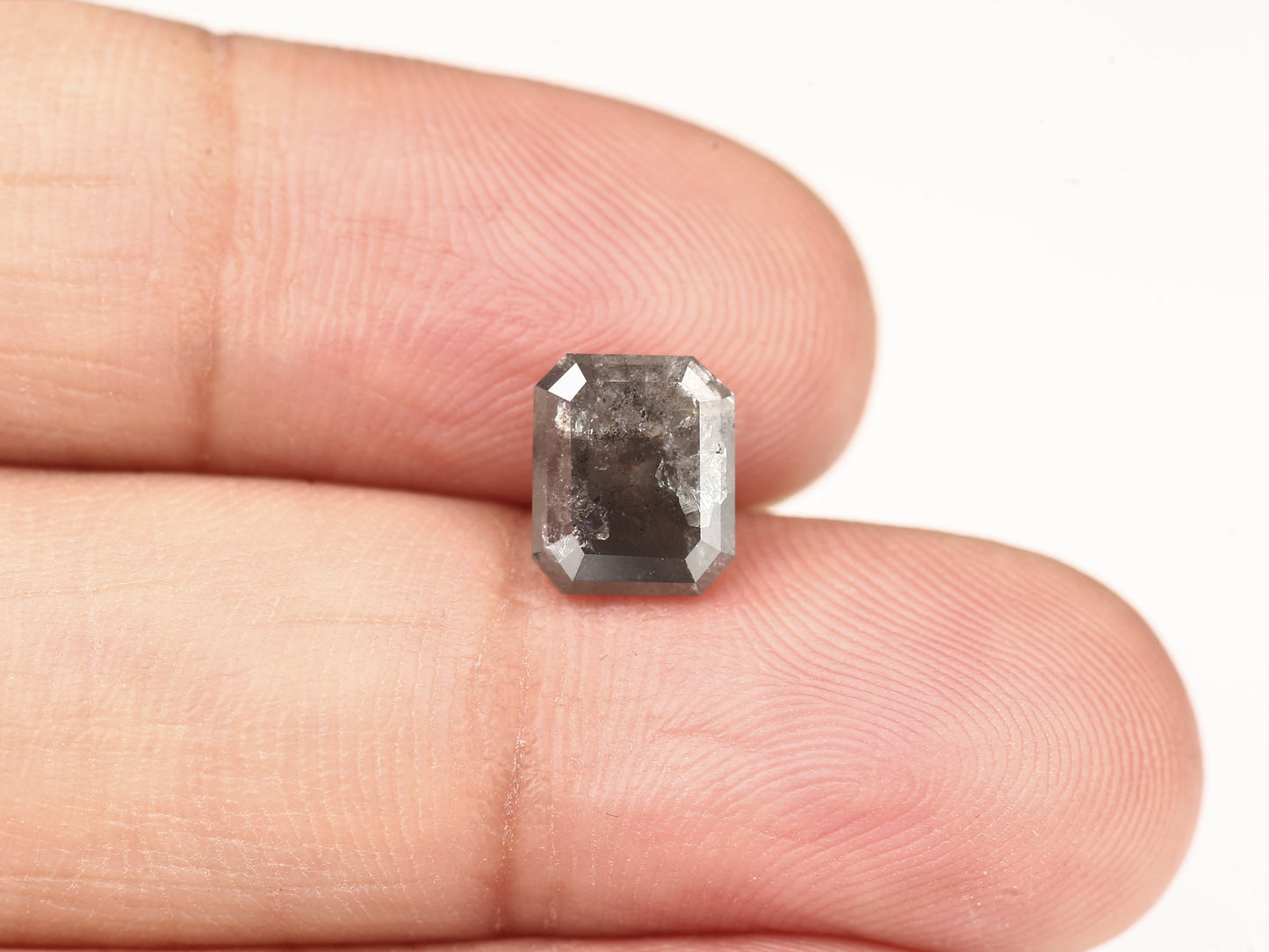 1.81 Carat 7.75 MM Natural Gray Emerald Cut Salt and Pepper Diamond - Blackdiamond