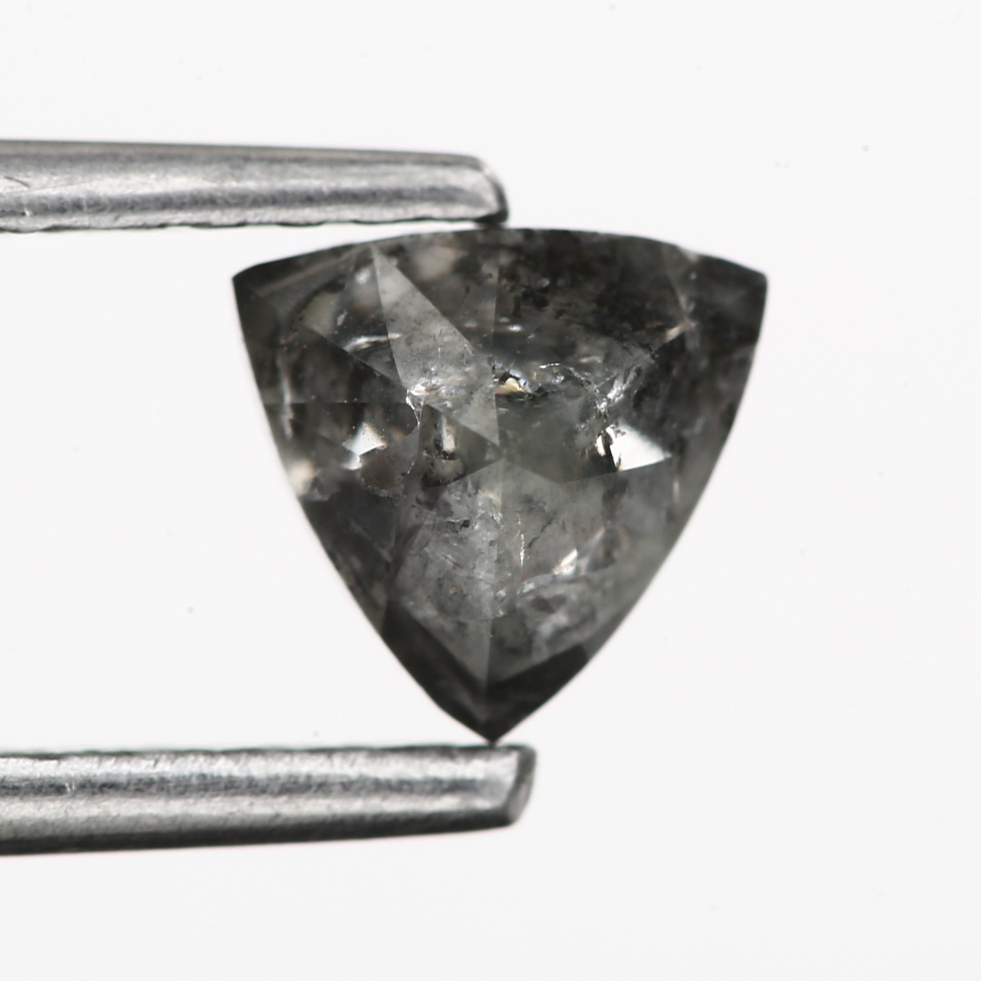 0.76 Carat 5.2 MM Natural Gray Trillion Cut Salt and Pepper Diamond - Blackdiamond