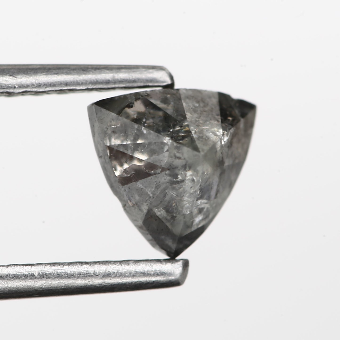 0.76 Carat 5.2 MM Natural Gray Trillion Cut Salt and Pepper Diamond - Blackdiamond