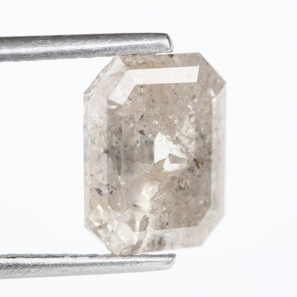 2.32 Carat 8.90 MM Fancy Icy Gray Emerald Cut Salt and Pepper Diamond - Blackdiamond