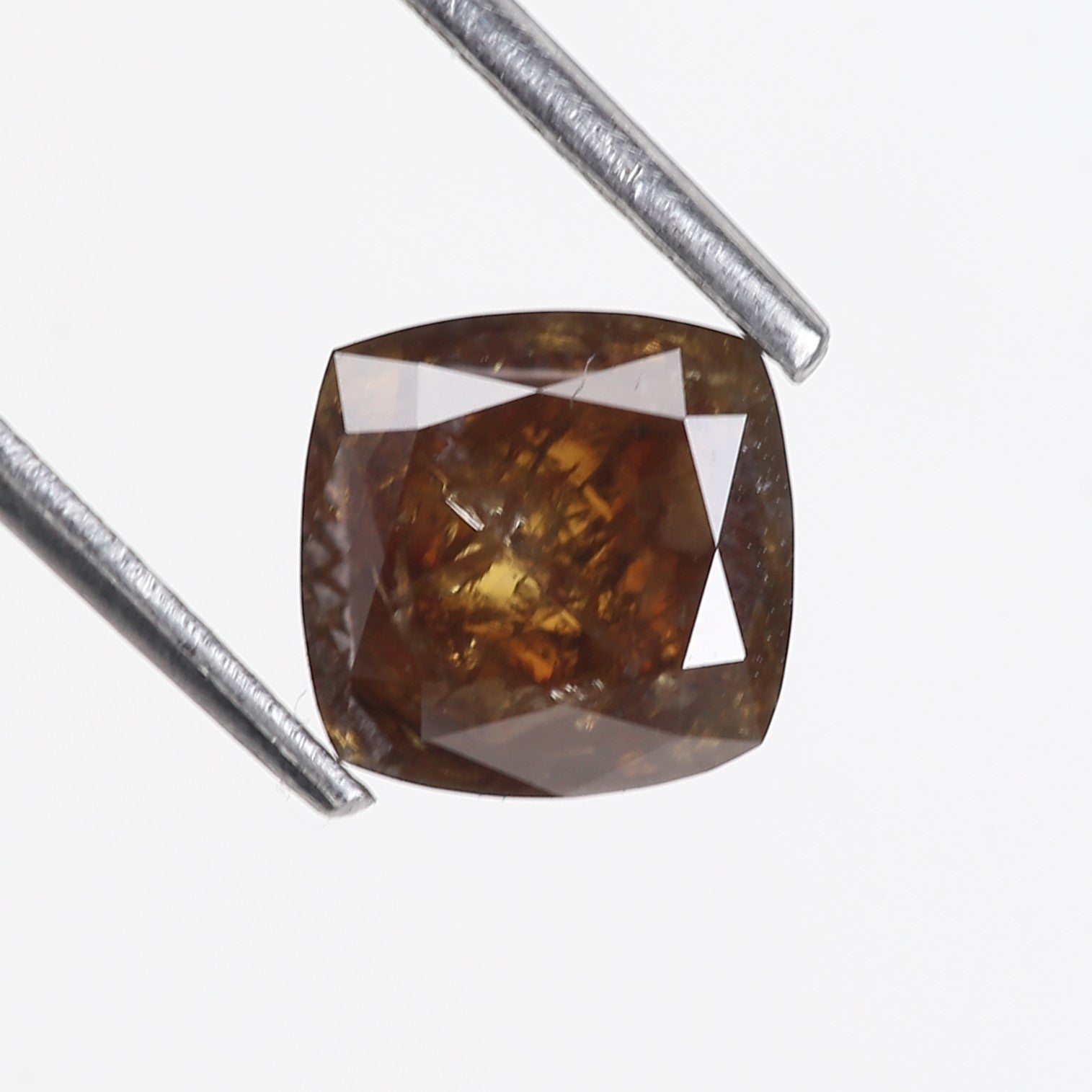 1.48 Carat Fancy Deep Brown Cushion Loose Salt and Pepper Diamond 6.51 MM