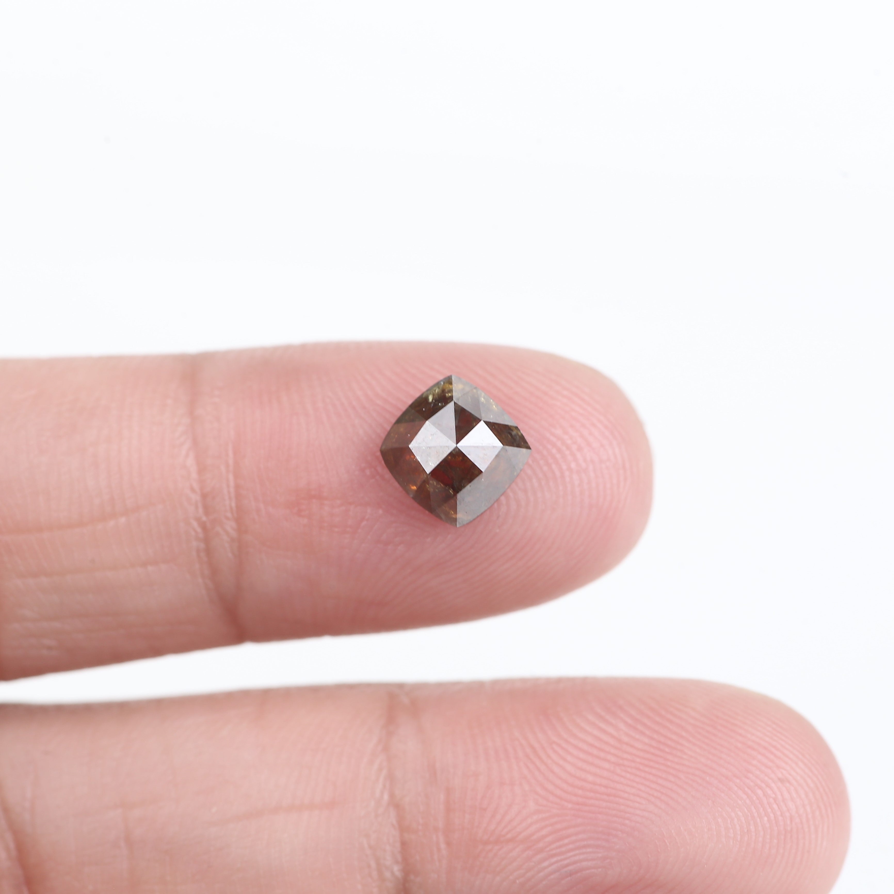 1.48 Carat Fancy Deep Brown Cushion Loose Salt and Pepper Diamond 6.51 MM