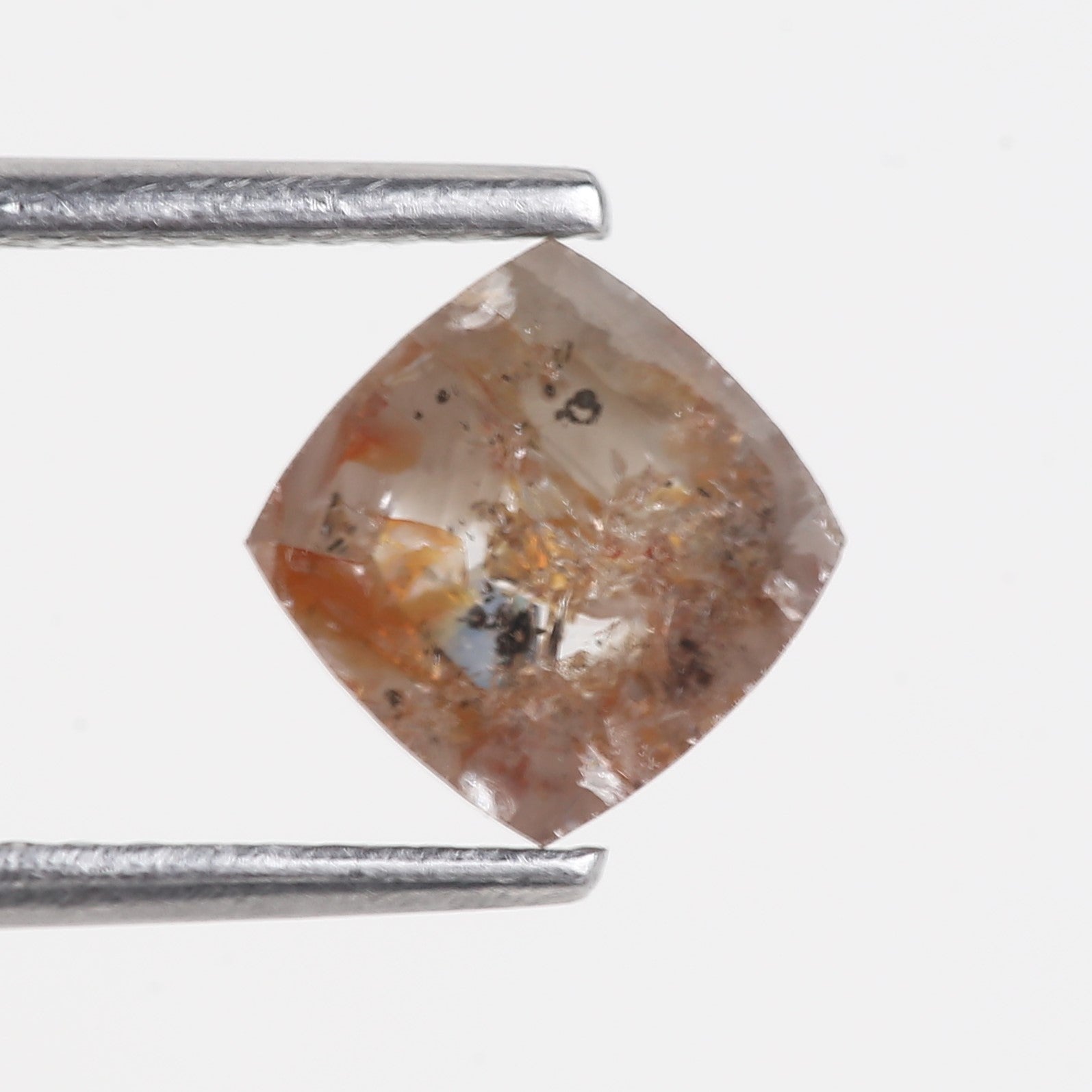 1.14 Carat Cushion Cut Peach Brown Salt and Pepper Diamond 6.21 MM