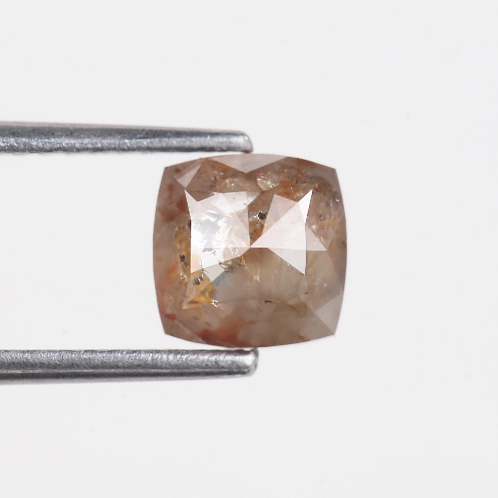 1.14 Carat Cushion Cut Peach Brown Salt and Pepper Diamond 6.21 MM