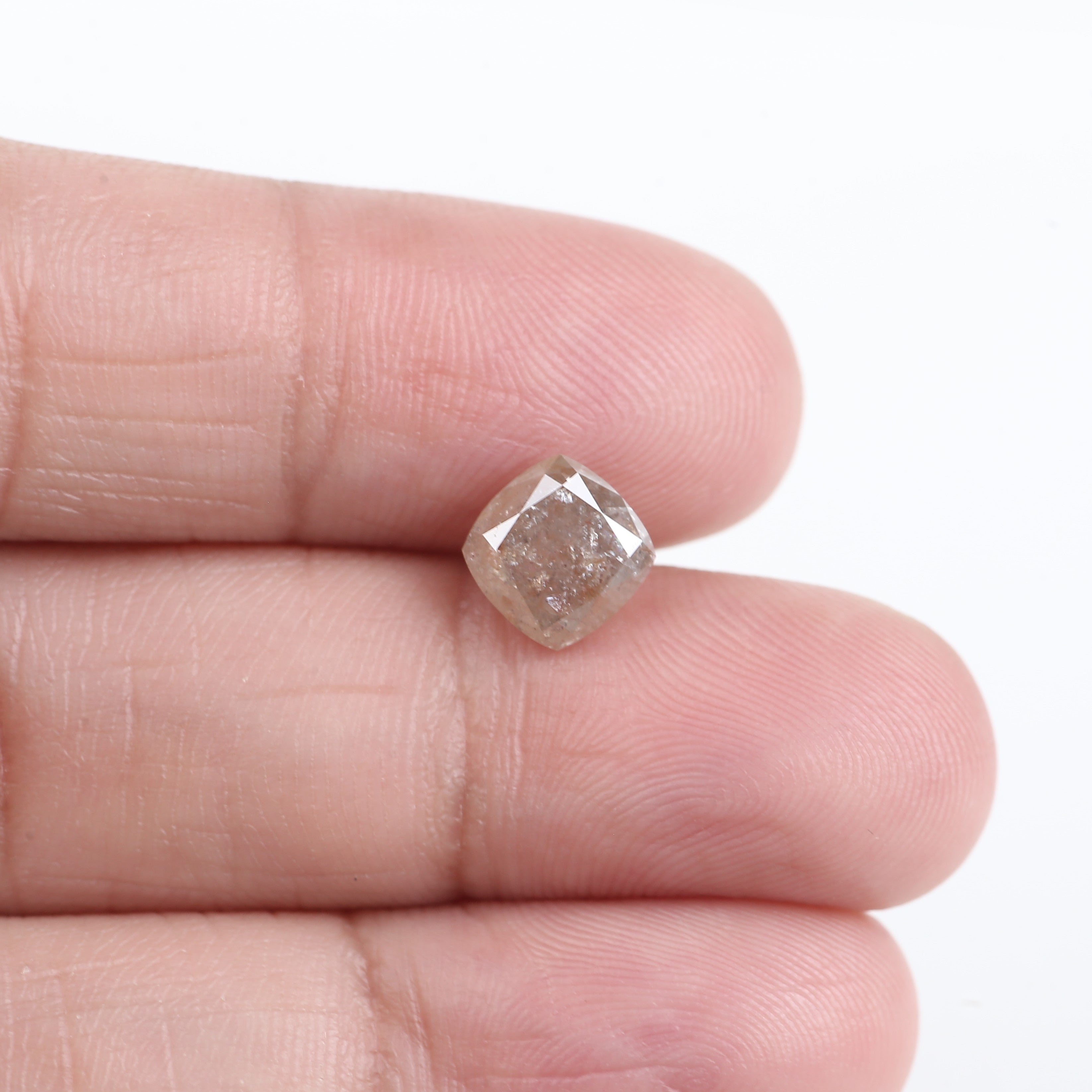 2.03 Carat Natural  Cushion Rose cut Salt and Pepper Diamond 7 MM