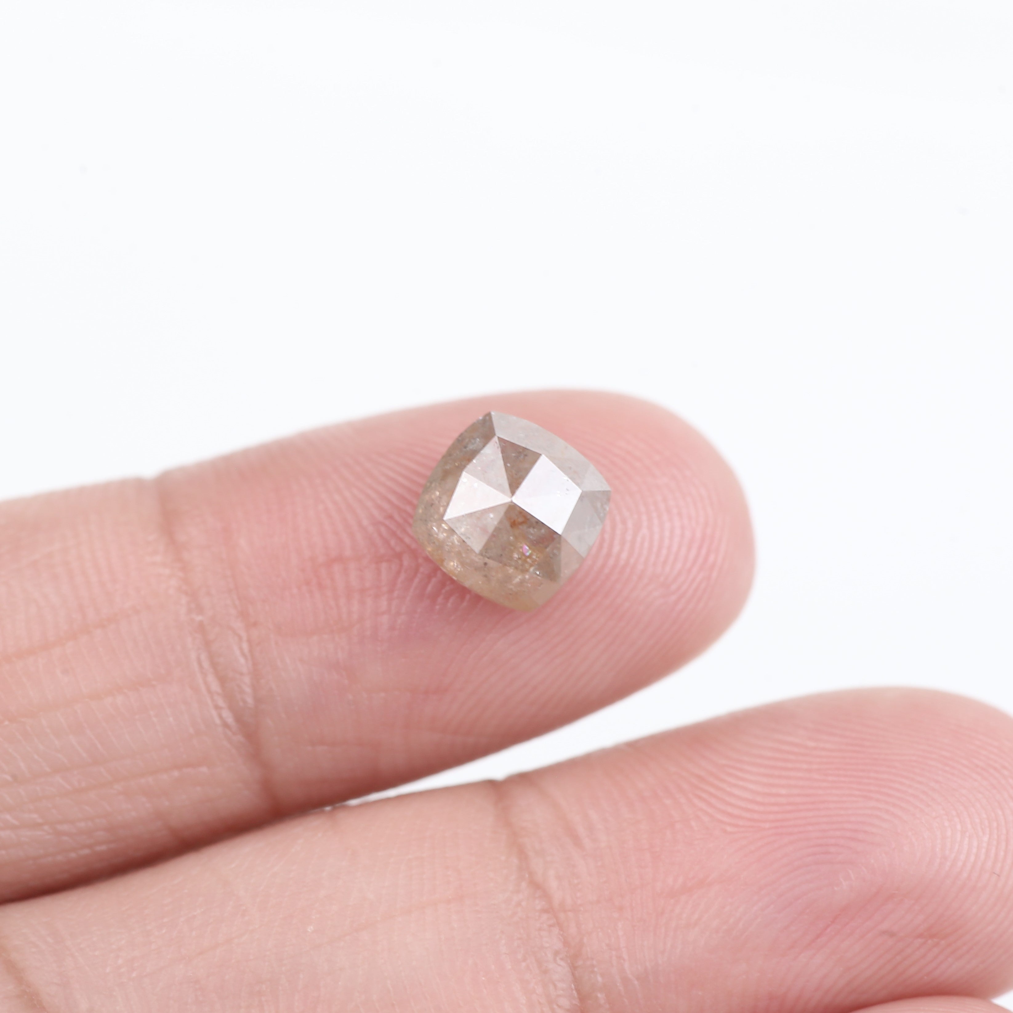 2.03 Carat Natural  Cushion Rose cut Salt and Pepper Diamond 7 MM