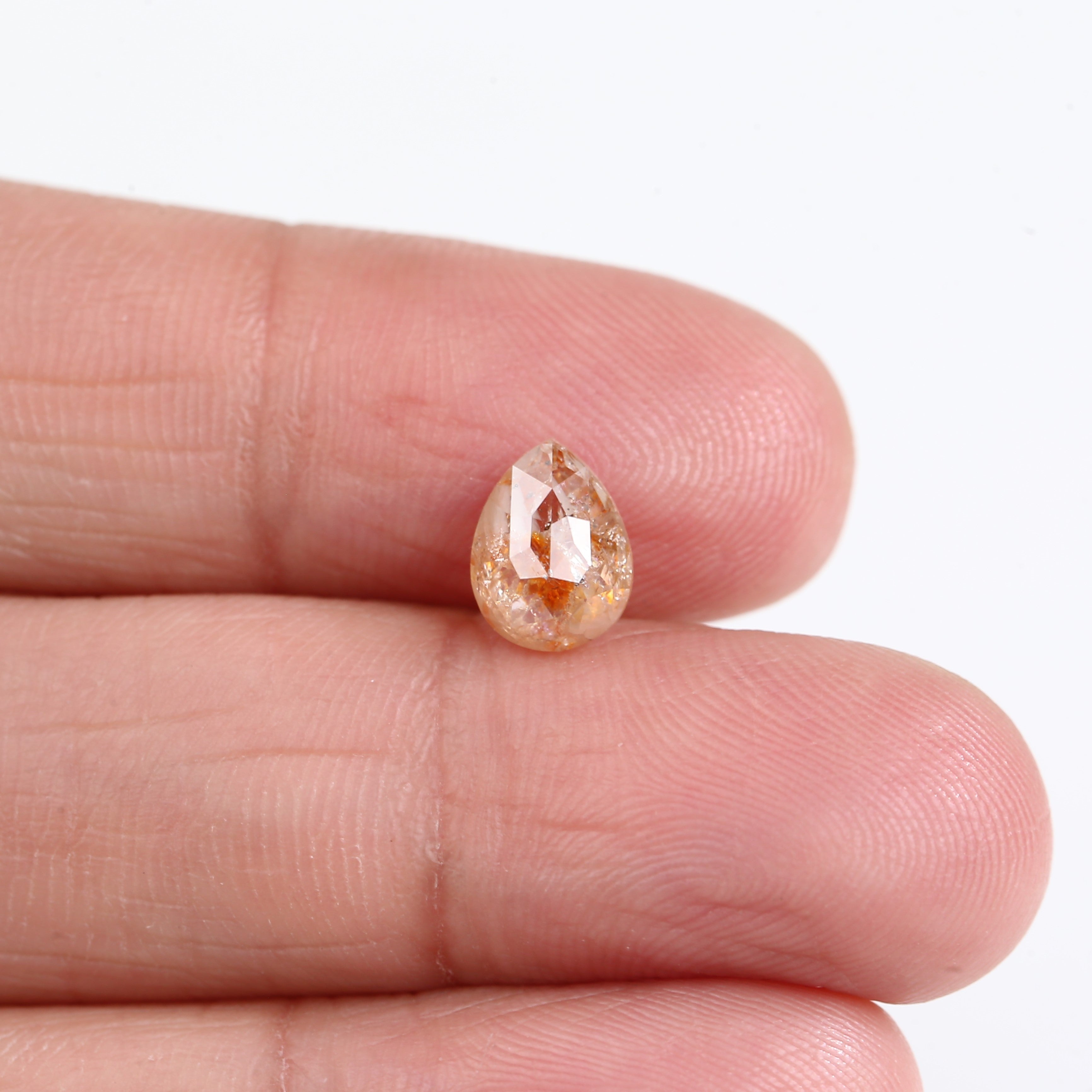 1.54 Carat Natural Orange Pear Cut Salt And Pepper Diamond 8.18 MM