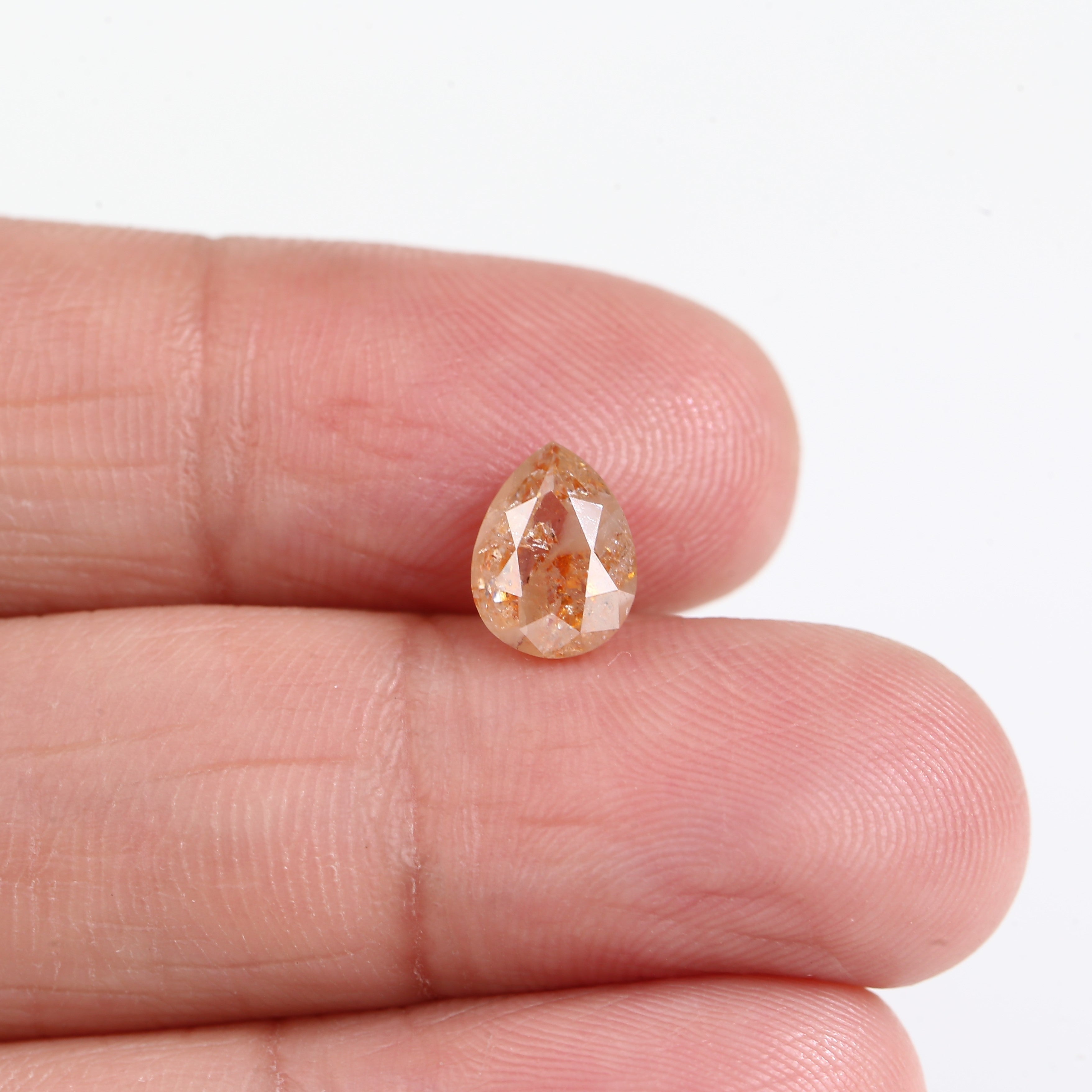 1.54 Carat Natural Orange Pear Cut Salt And Pepper Diamond 8.18 MM