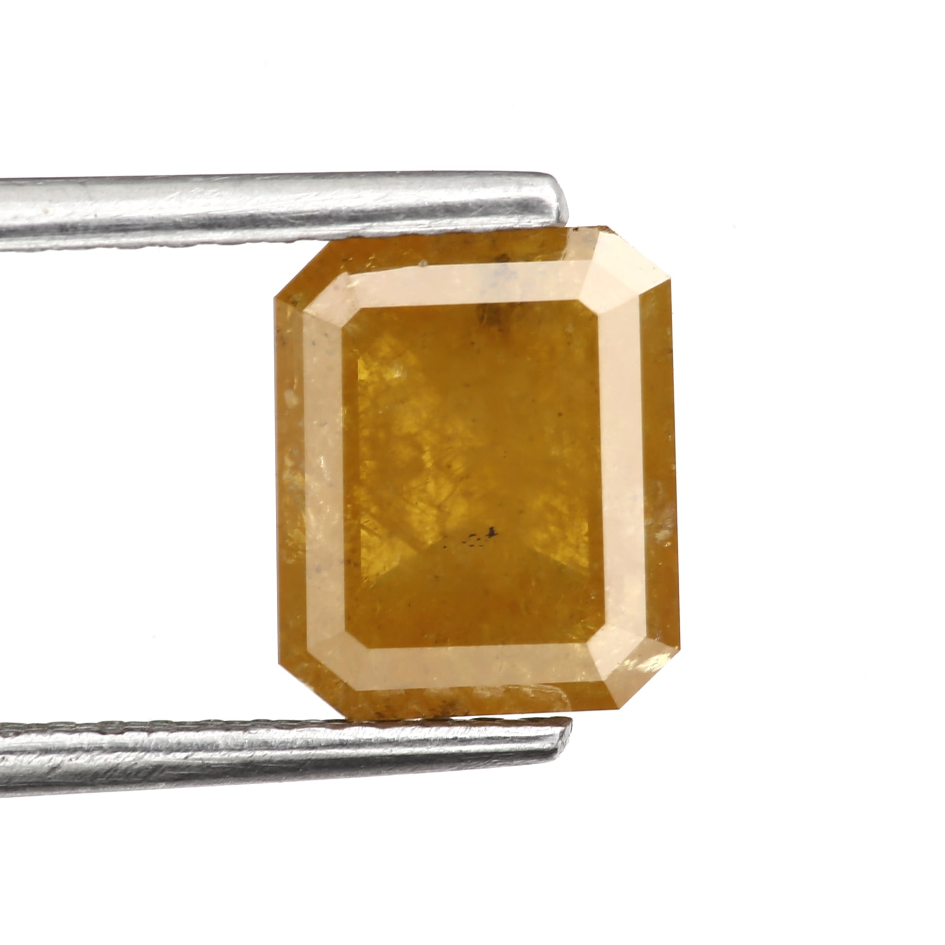 1.78 Carat 7.7 MM Rustic Yellow Emerald Cut Salt and Pepper Diamond - Blackdiamond