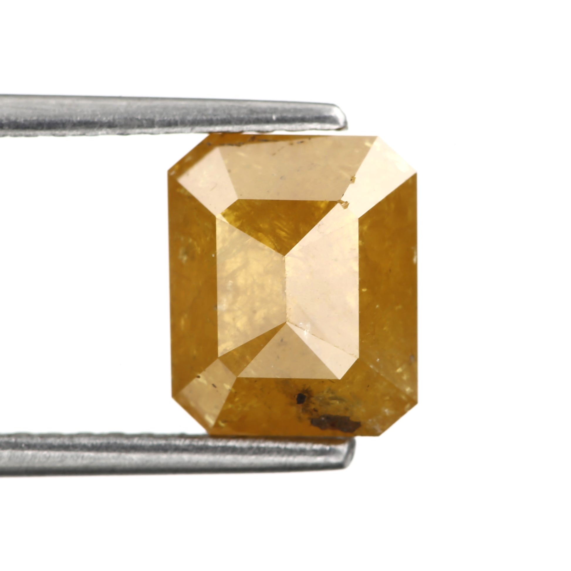 1.78 Carat 7.7 MM Rustic Yellow Emerald Cut Salt and Pepper Diamond - Blackdiamond