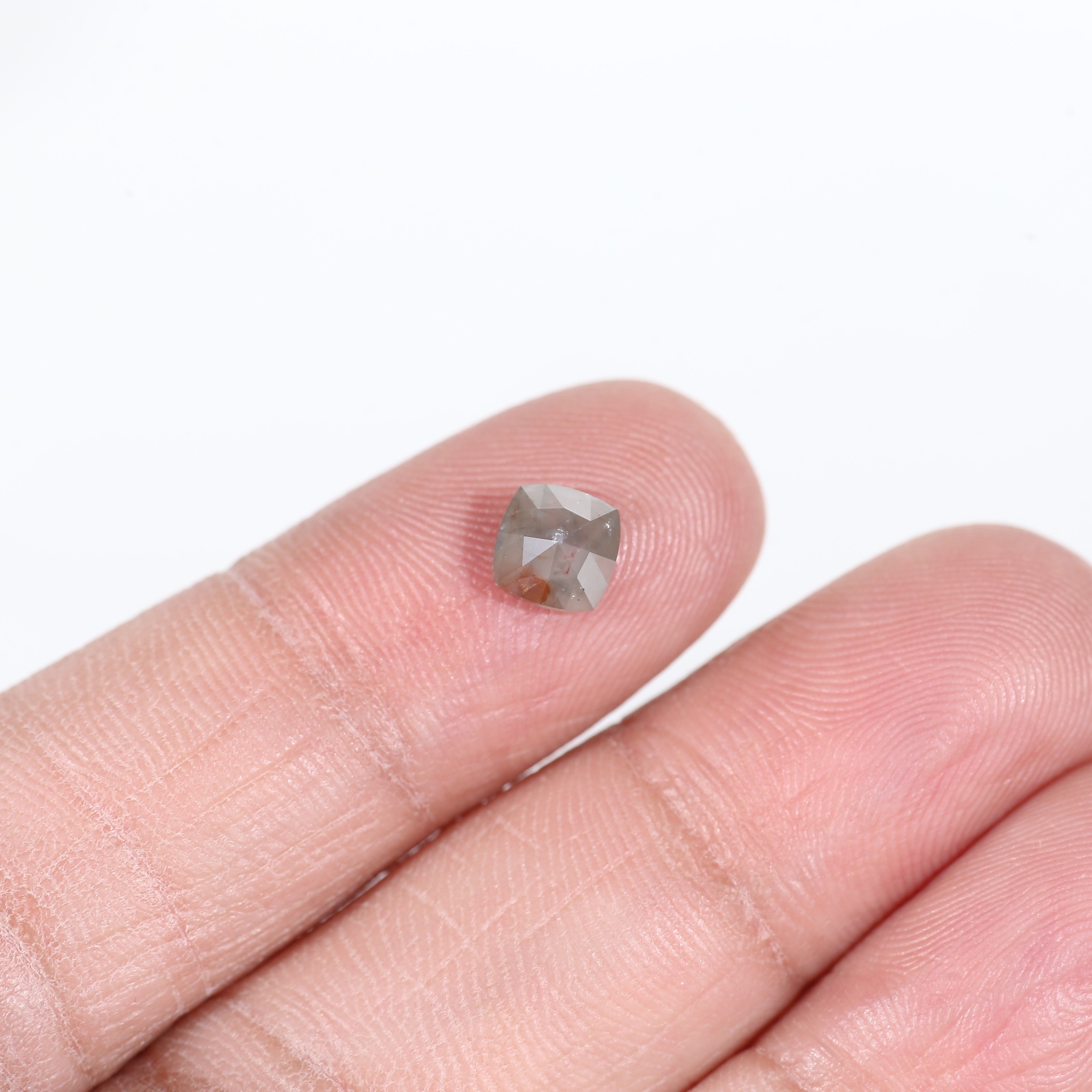 1 Carat Cushion Cut Grey Salt and Pepper Natural Diamond 5.6 MM