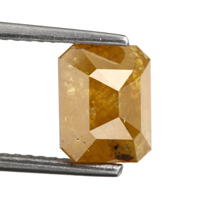 1.78 Carat 7.7 MM Rustic Yellow Emerald Cut Salt and Pepper Diamond - Blackdiamond