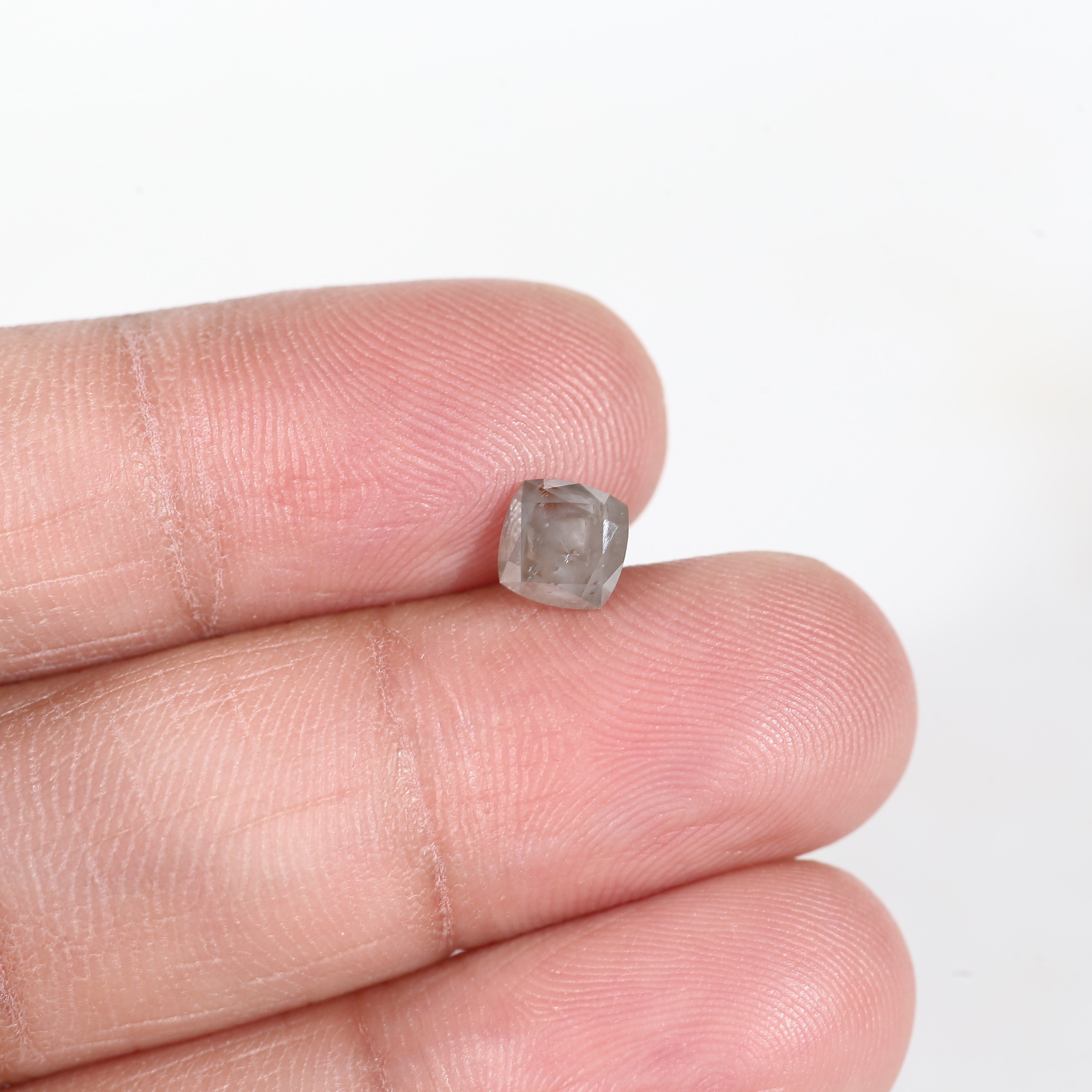 1 Carat Cushion Cut Grey Salt and Pepper Natural Diamond 5.6 MM