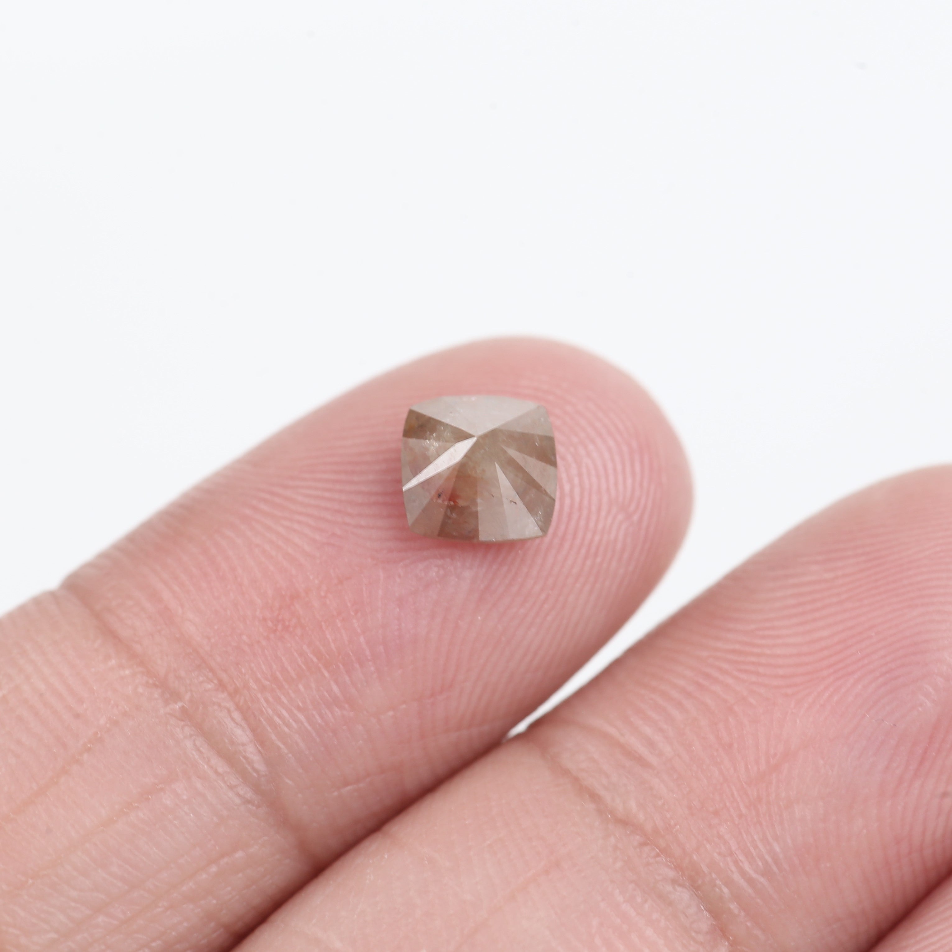 0.98 Carat Natural Cushion Peach Brown Salt And Pepper Diamond 5.93 MM