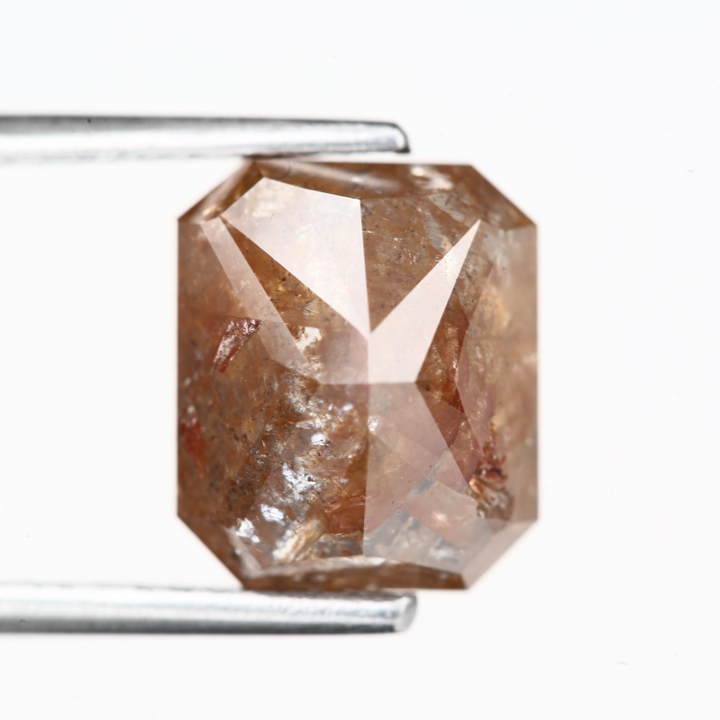 4.05 Carat 9 MM Fancy Orange Emerald Cut Salt and Pepper Diamond - Blackdiamond