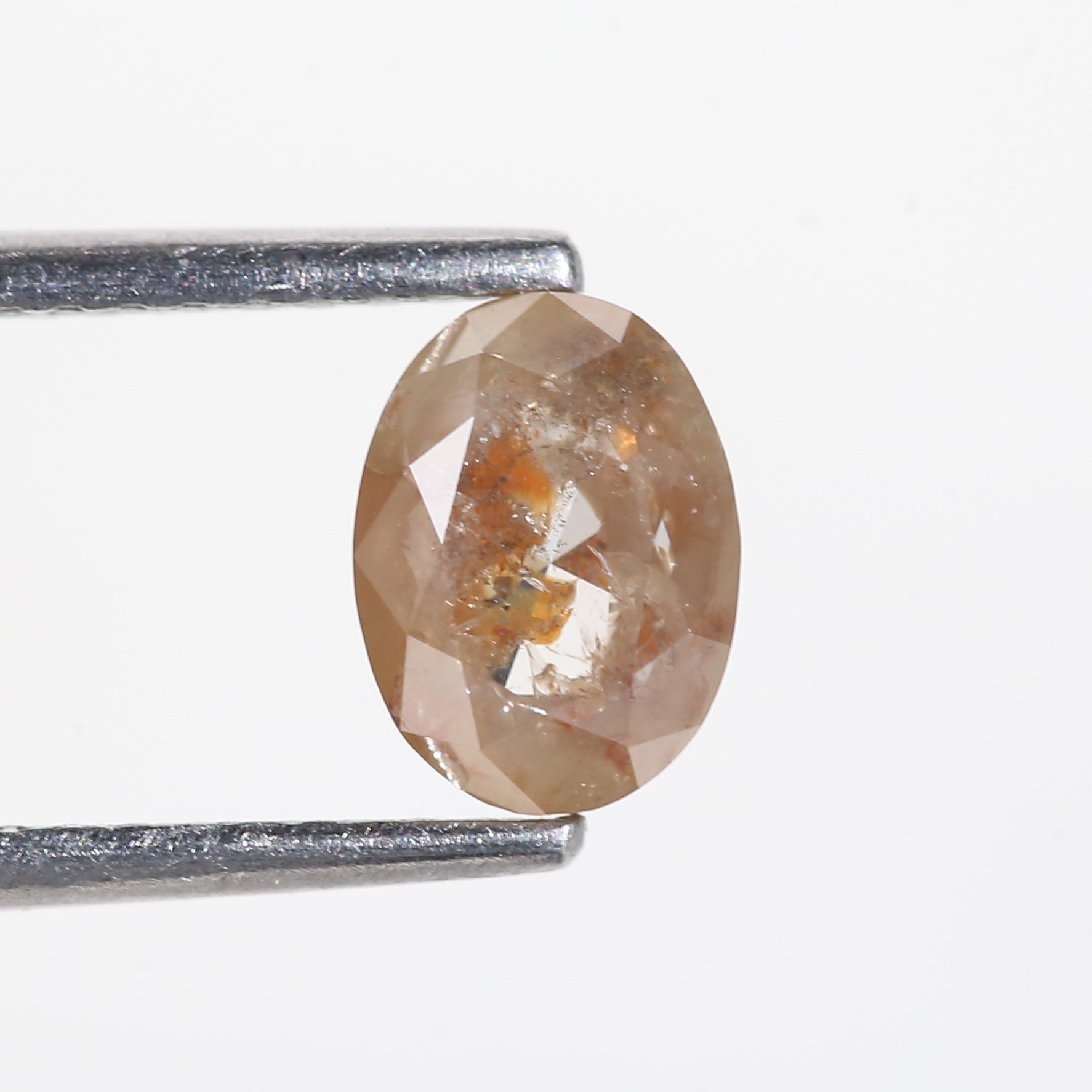1 Carat Orange Oval Salt and Pepper Diamond 6.7 MM