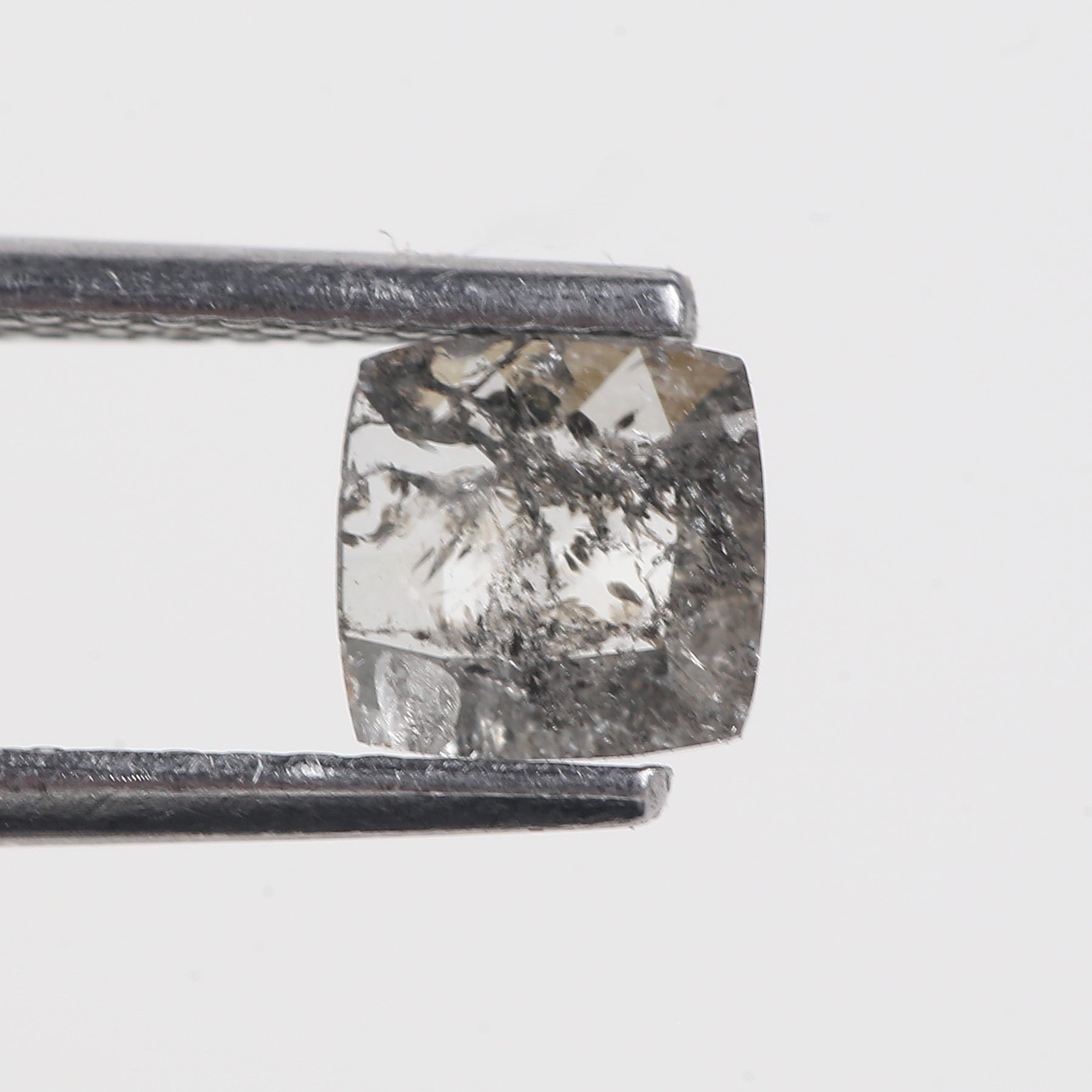 0.41 Carat Real Cushion Cut  Salt and Pepper Diamond 5.13 MM