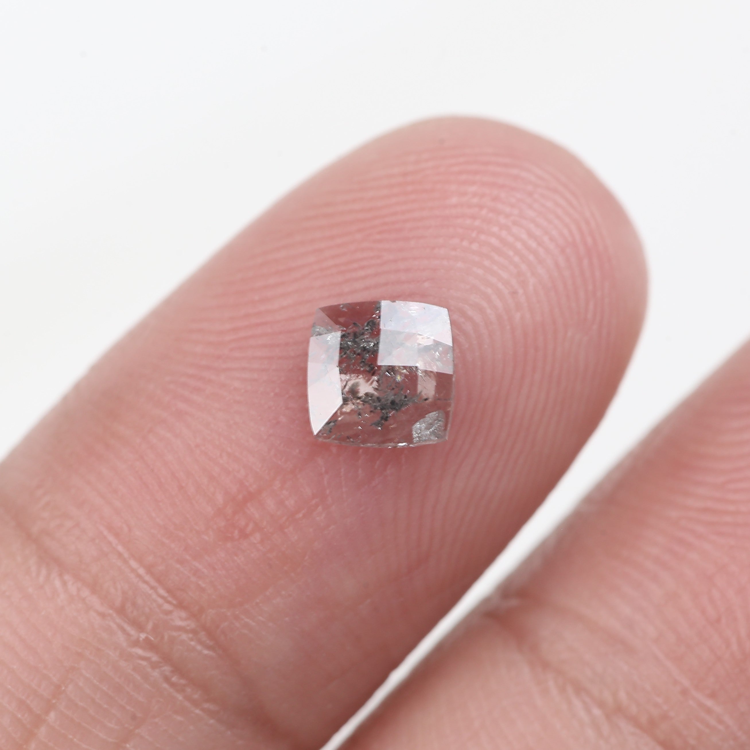 0.41 Carat Real Cushion Cut  Salt and Pepper Diamond 5.13 MM