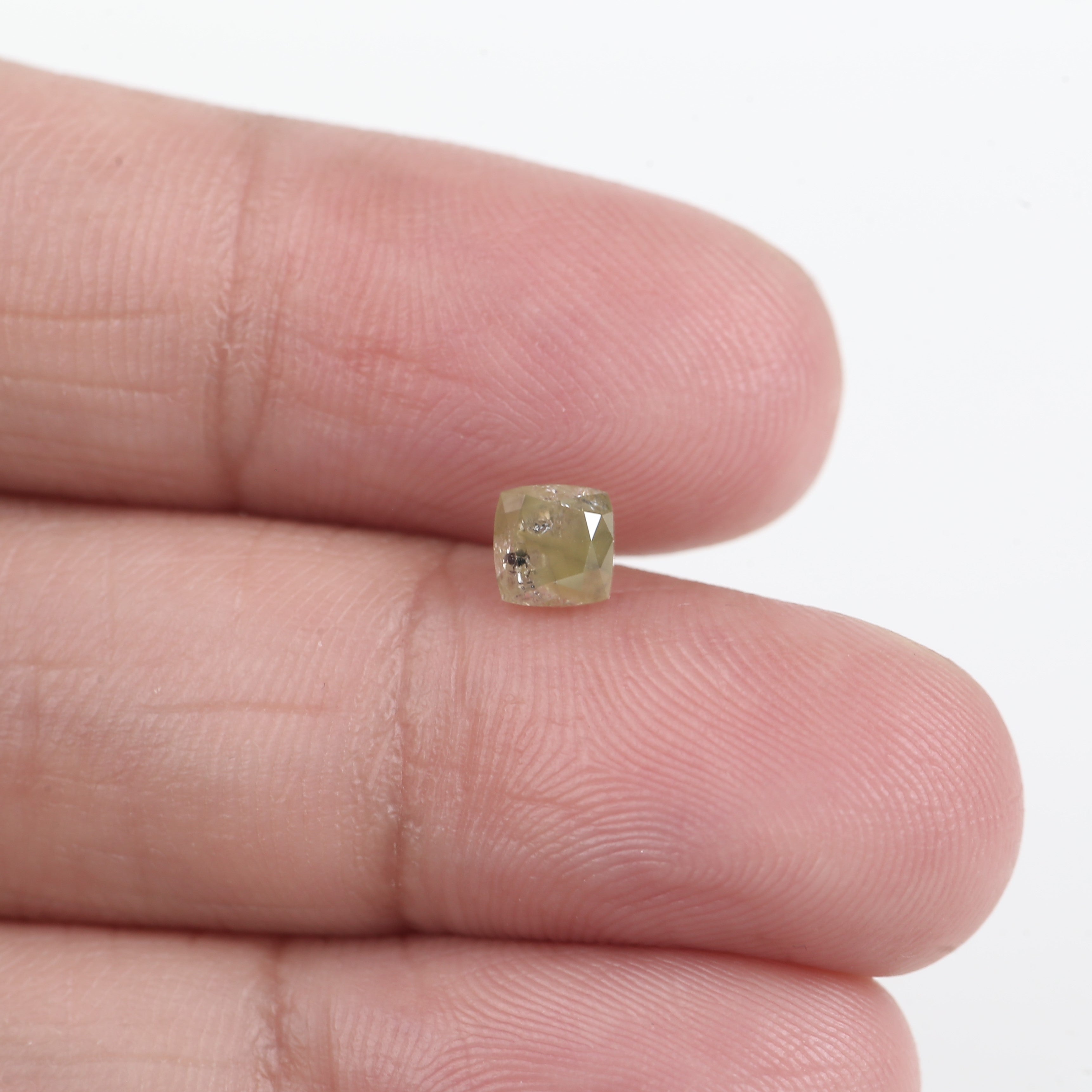 0.75 Carat Cushion Cut Natural Yellow Salt And Pepper Diamond 4.48 MM