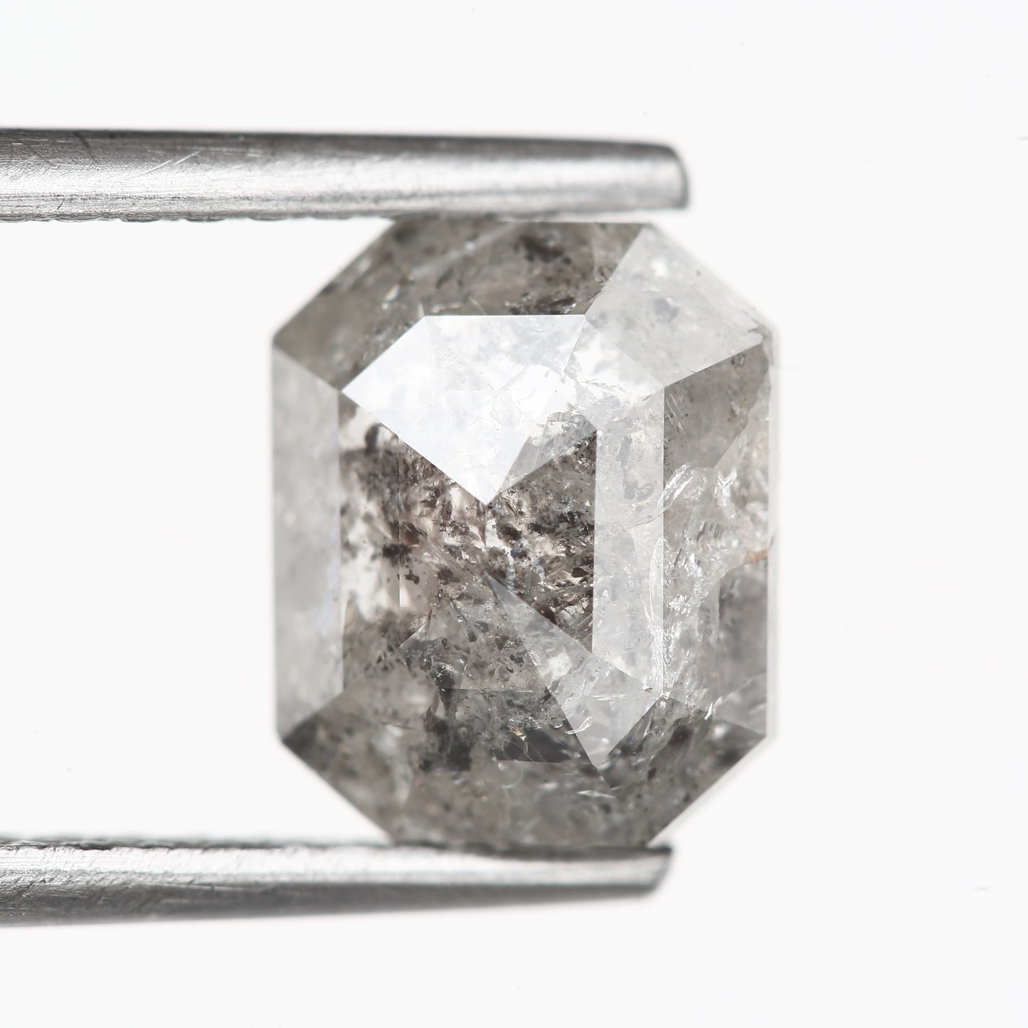 1.59 Carat 7.60 MM Fancy Gray Emerald Cut Salt and Pepper Diamond - Blackdiamond