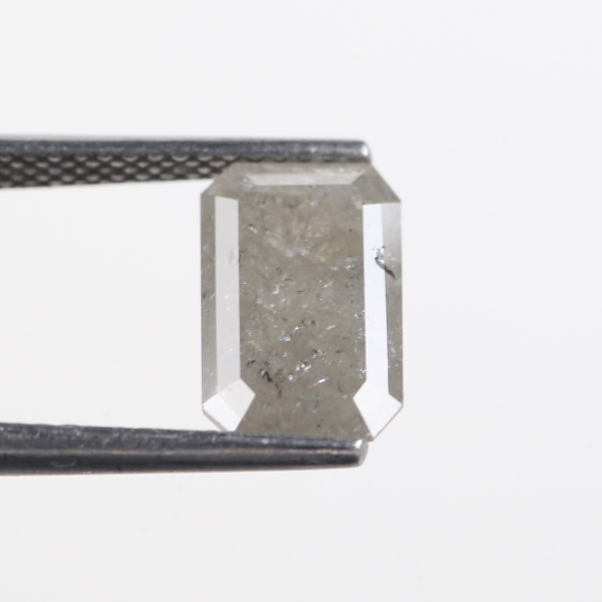 2.07 Carat Grey Emerald Cut Natural Salt And Pepper Diamond 10 MM