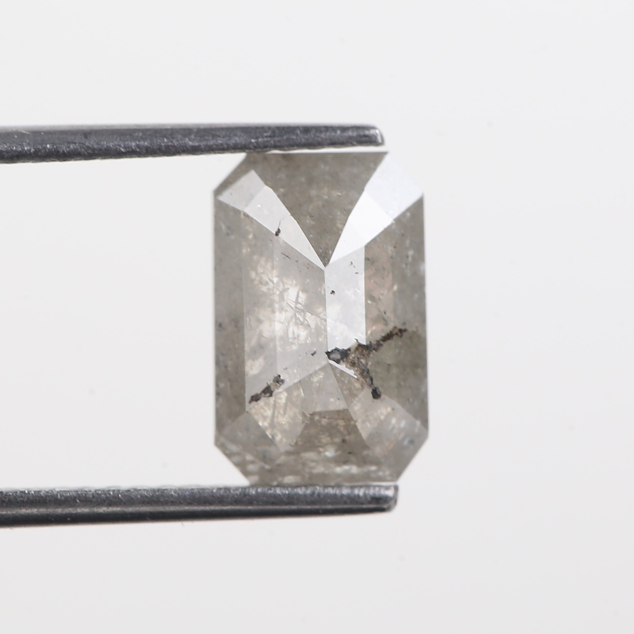 2.07 Carat Grey Emerald Cut Natural Salt And Pepper Diamond 10 MM