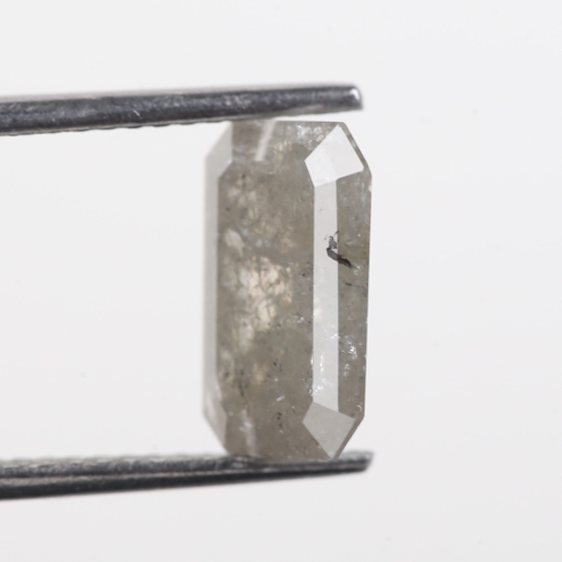 2.07 Carat Grey Emerald Cut Natural Salt And Pepper Diamond 10 MM