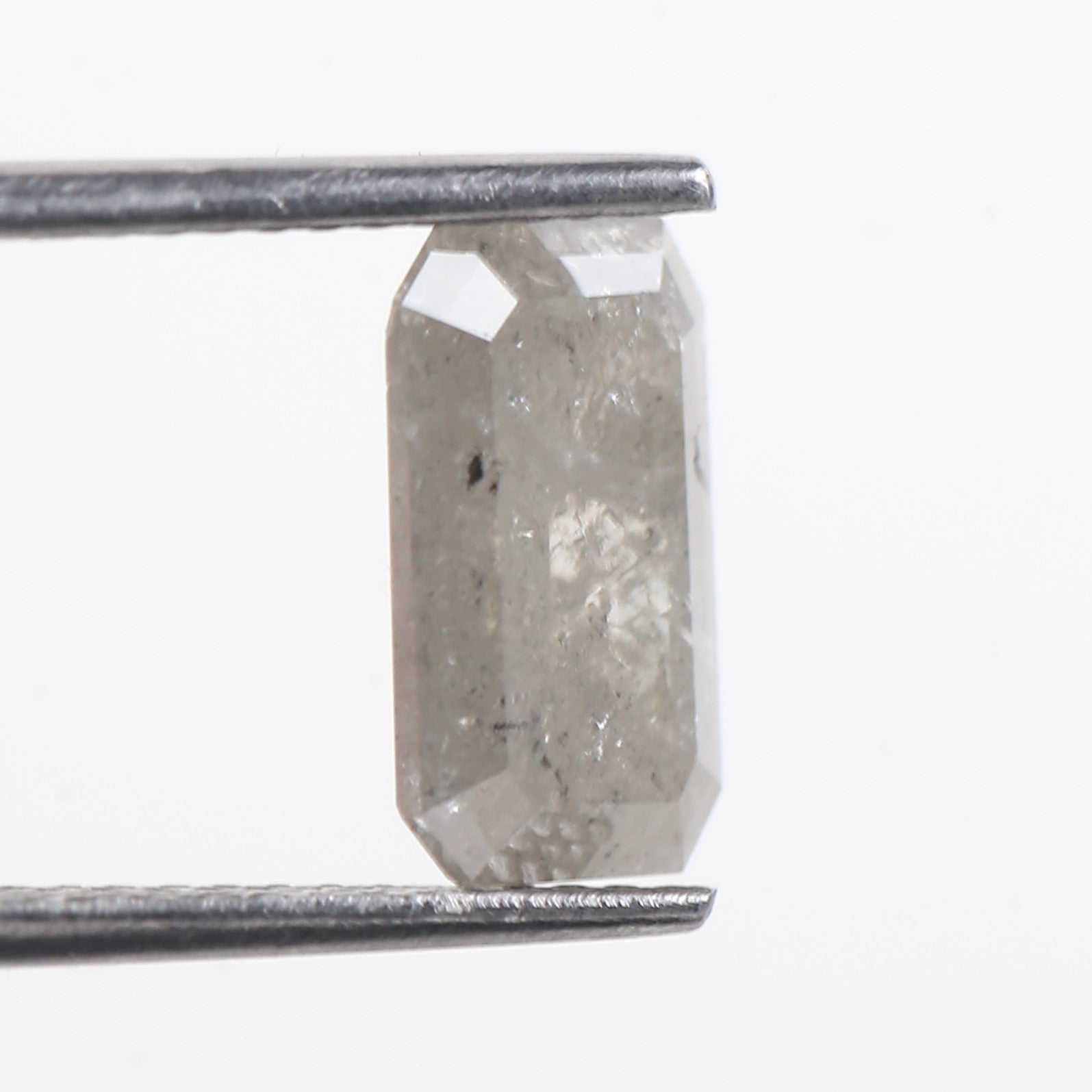 2.07 Carat Grey Emerald Cut Natural Salt And Pepper Diamond 10 MM