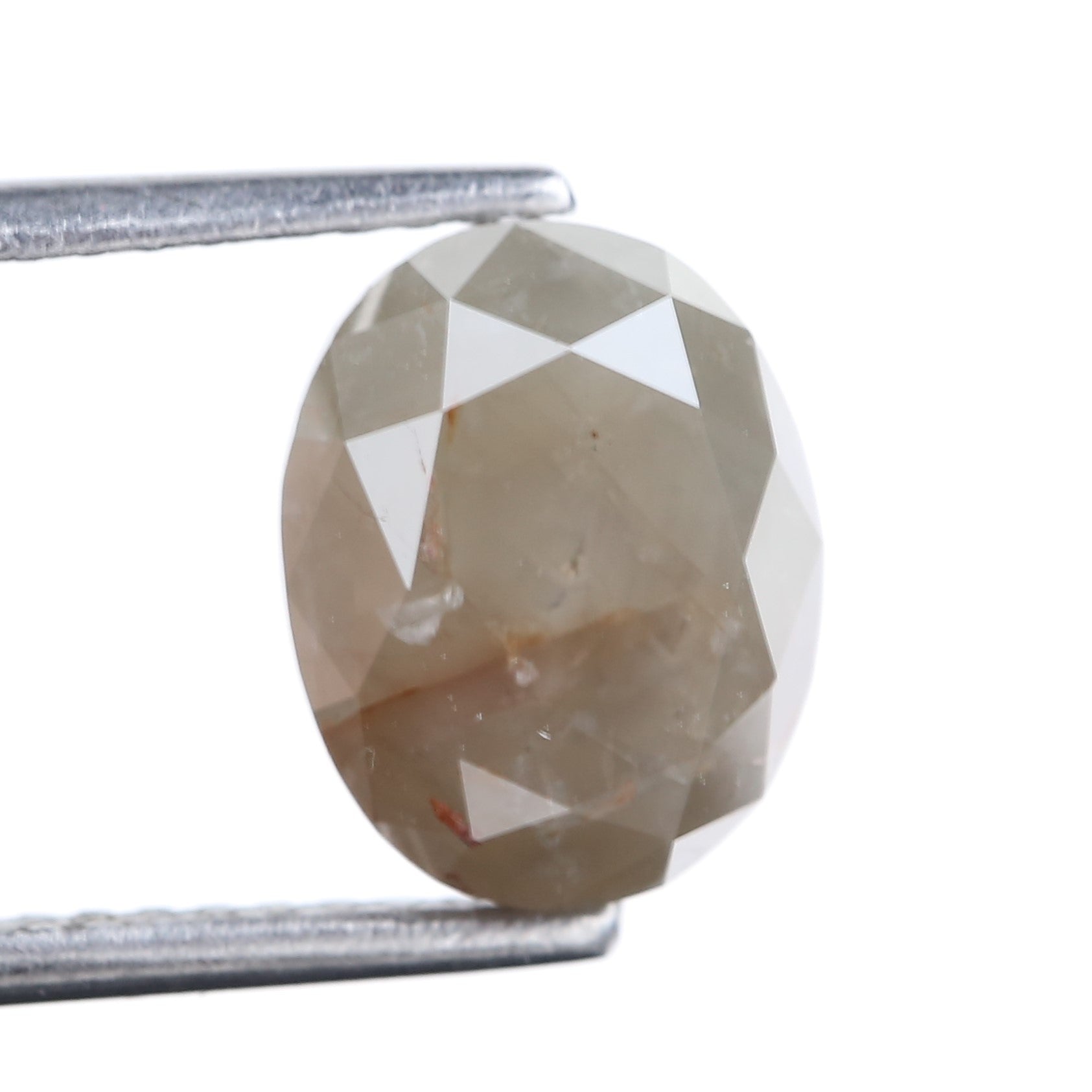 2.98 Carat Natural Smoky Gray Oval Cut Salt Pepper Diamond 9.15 MM