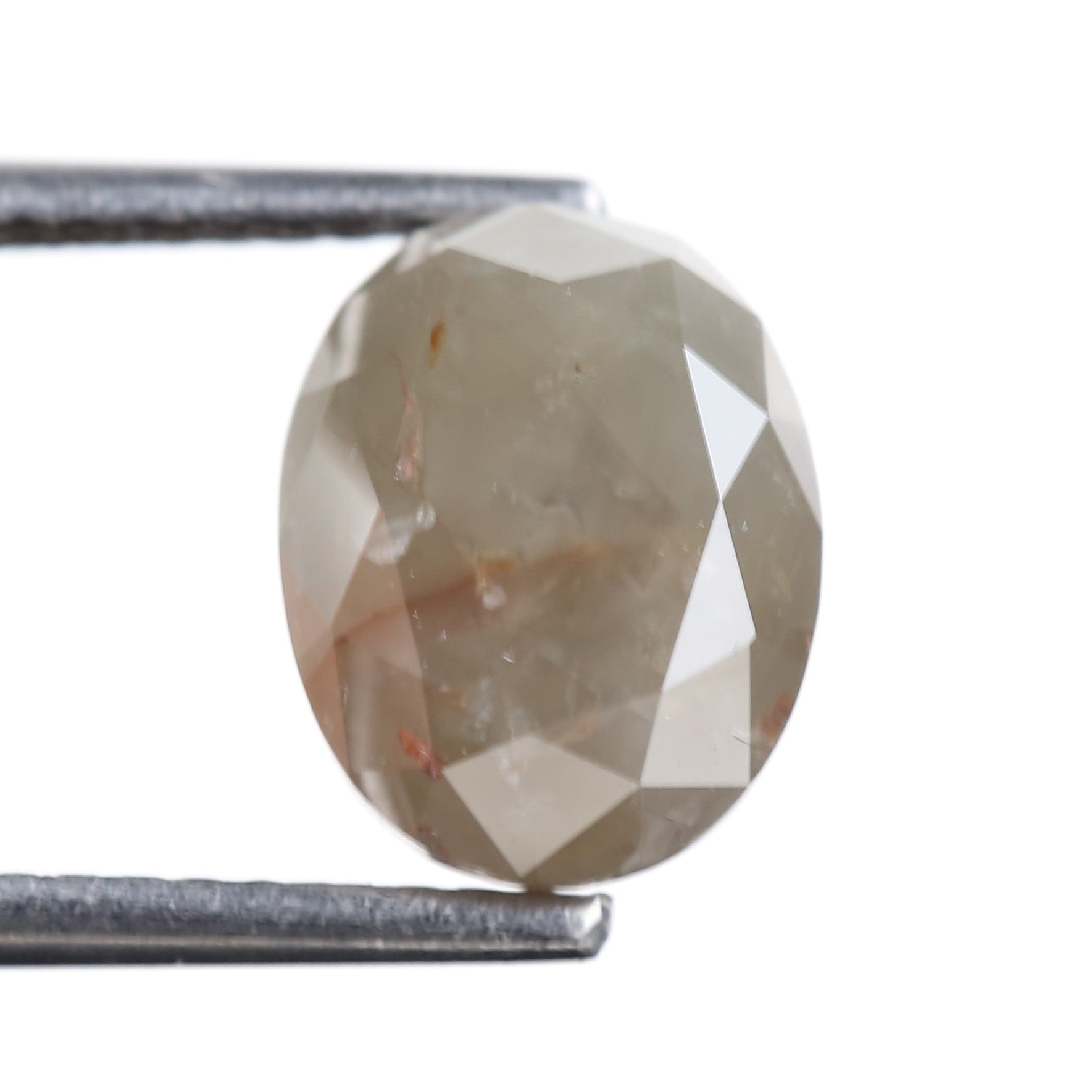 2.98 Carat Natural Smoky Gray Oval Cut Salt Pepper Diamond 9.15 MM