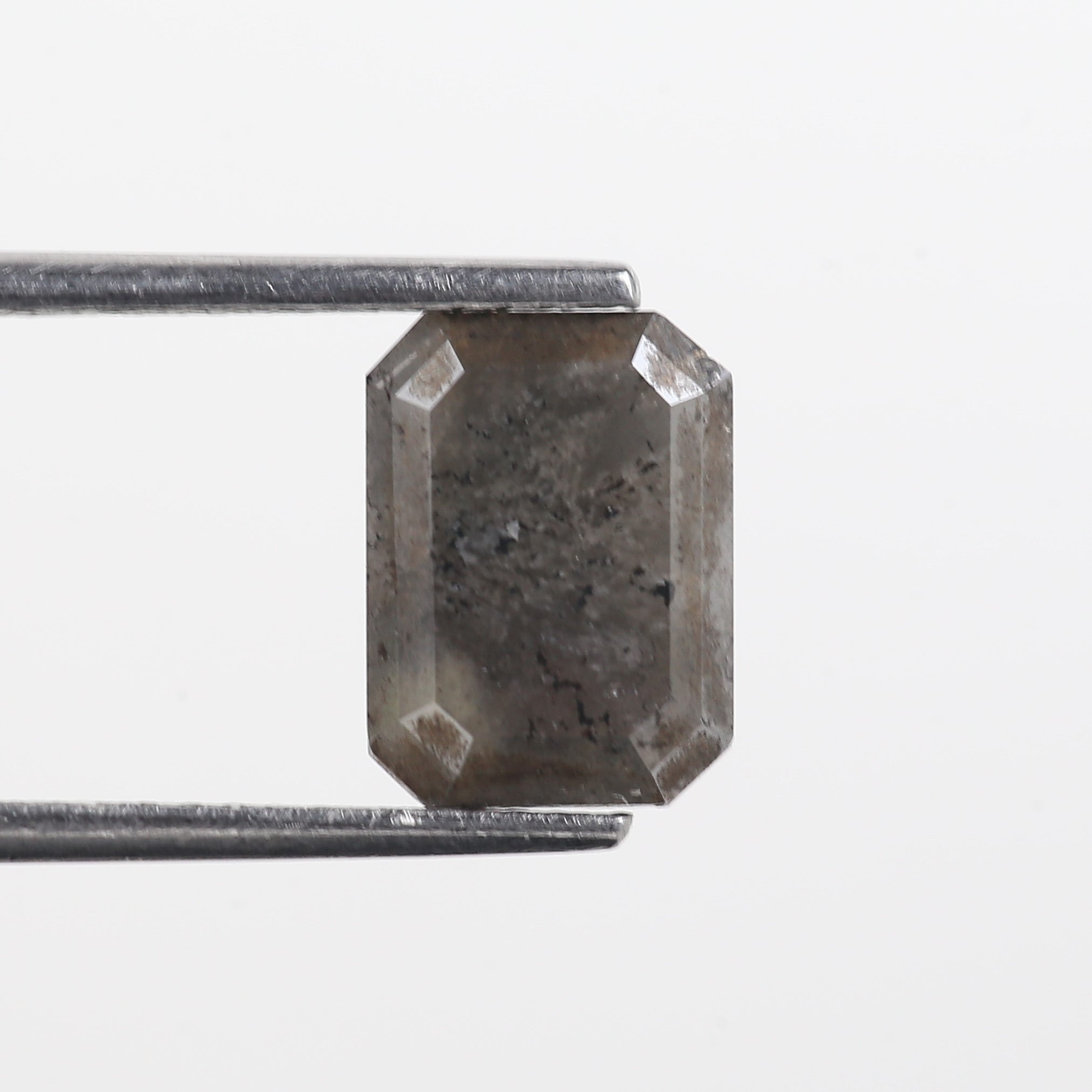 2.52 Carat Grey Emerald Cut Natural Salt And Pepper Diamond 9.18 MM