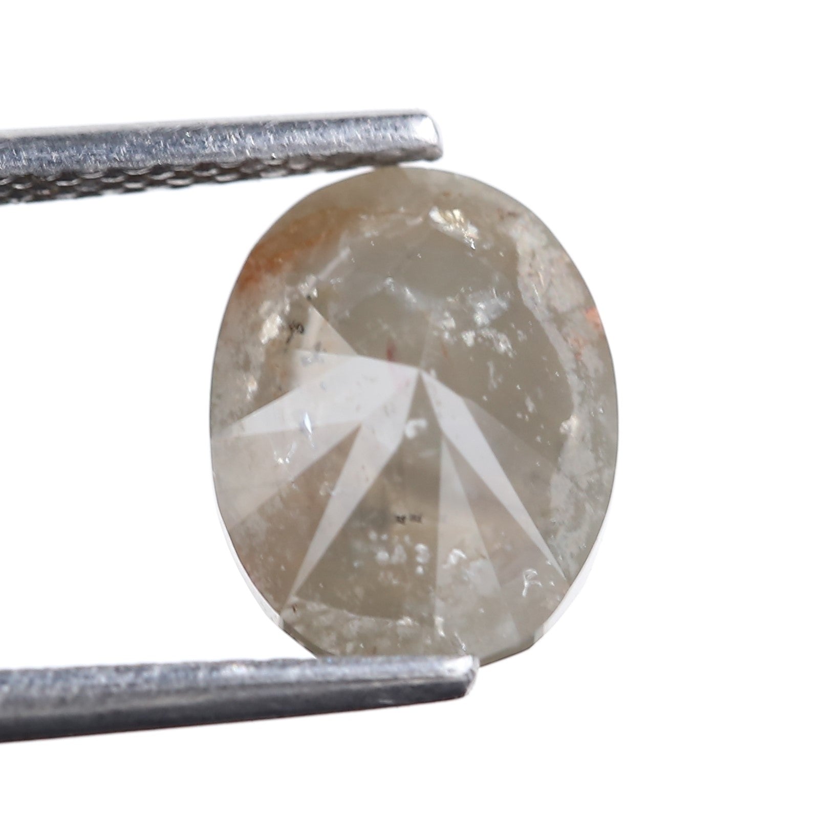 2.98 Carat Natural Smoky Gray Oval Cut Salt Pepper Diamond 9.15 MM