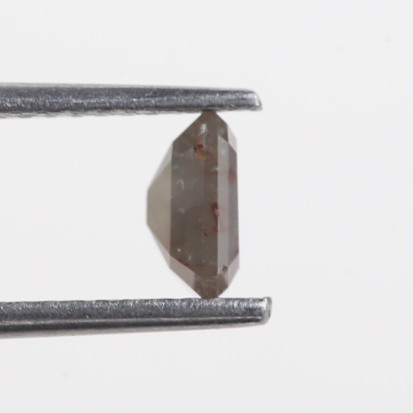 0.81 Carat Brown Grey Emerald Cut Natural Salt And Pepper Diamond 5.85 MM