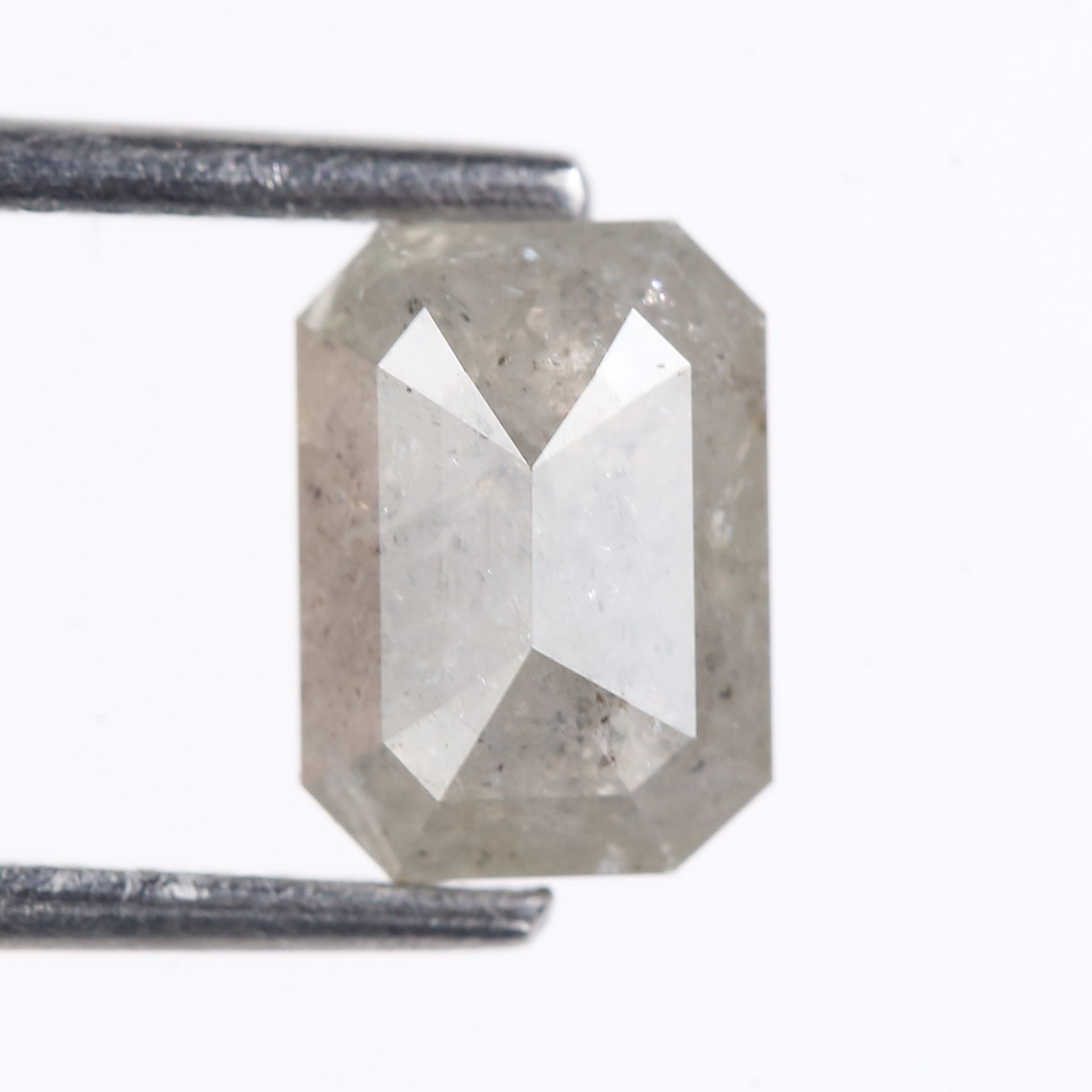 1.49 Carat Natural Gray Emerald Cut Salt And Pepper Diamond 7.31 MM