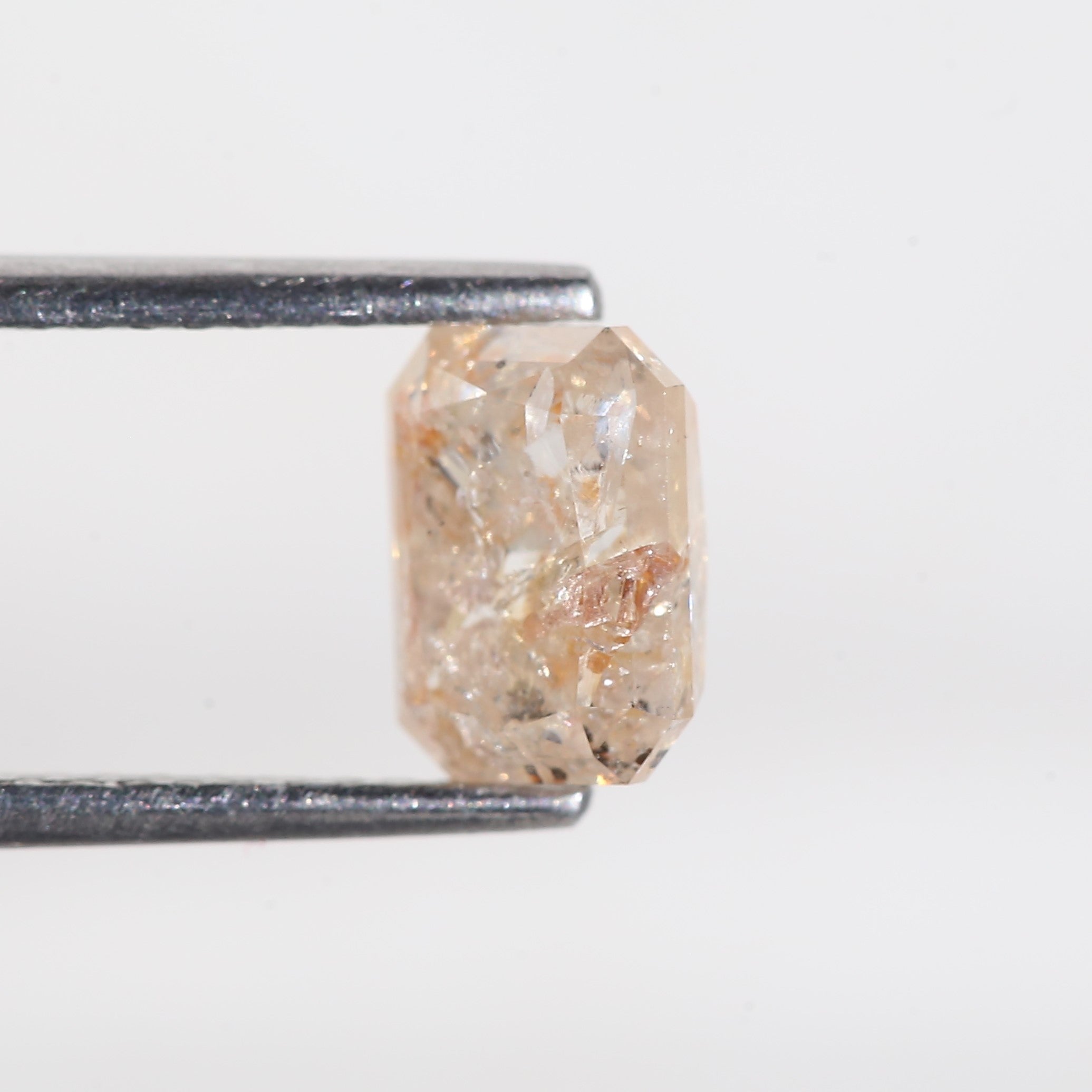 1.4 Carat Orange Emerald Cut Salt and Pepper Diamond 7 MM